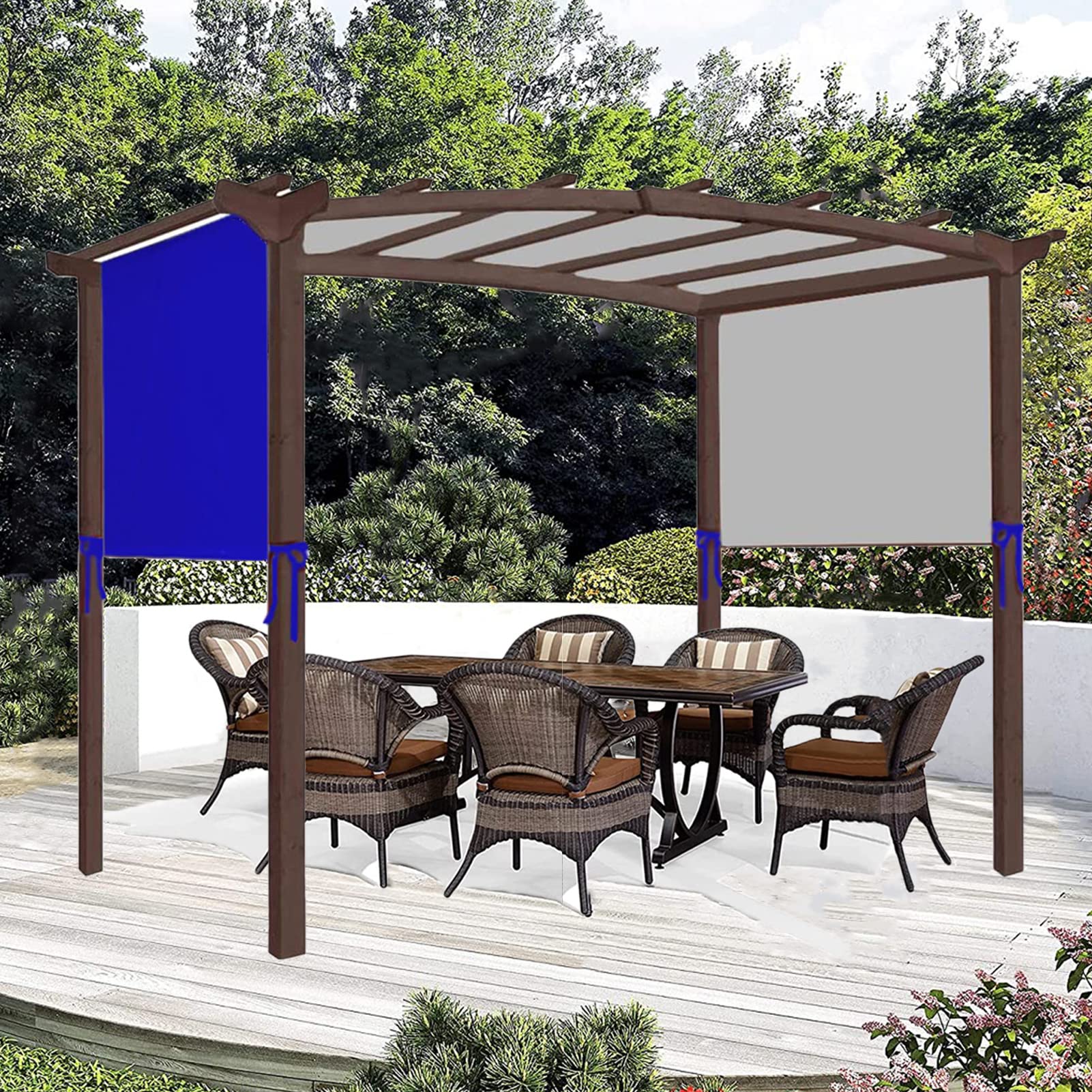 Housse de pergola imperméable avec 4 sangles de fixation universelle pour pergolas incurvées (taille : 5,2 x 2 m, couleur : bleu)