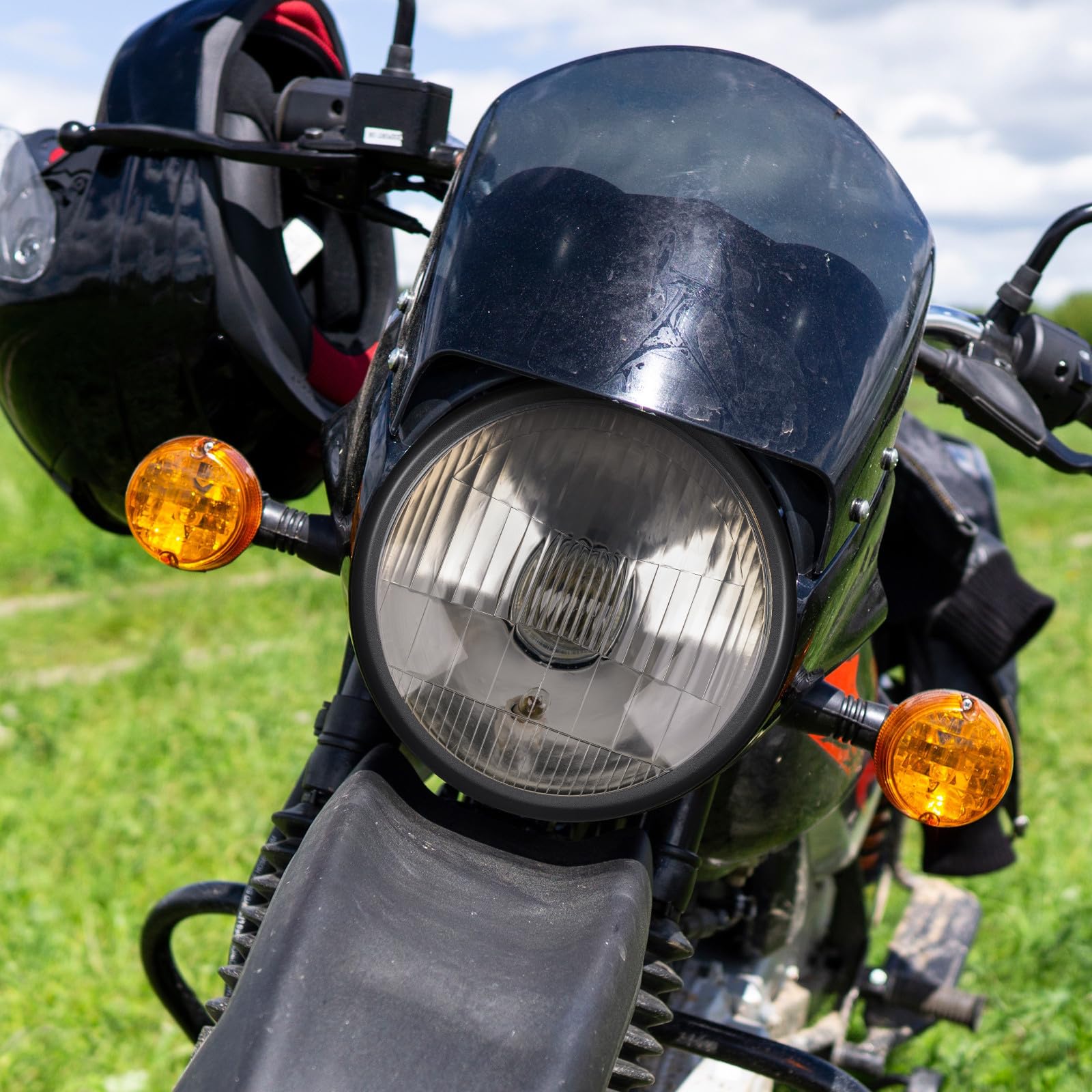 Zerodeko Carcasa Negra para Faro de Motocicleta Soporte Estable y Protección de Luz para Conducción Nocturna, Material PC Resistente Accesorios de Instalación