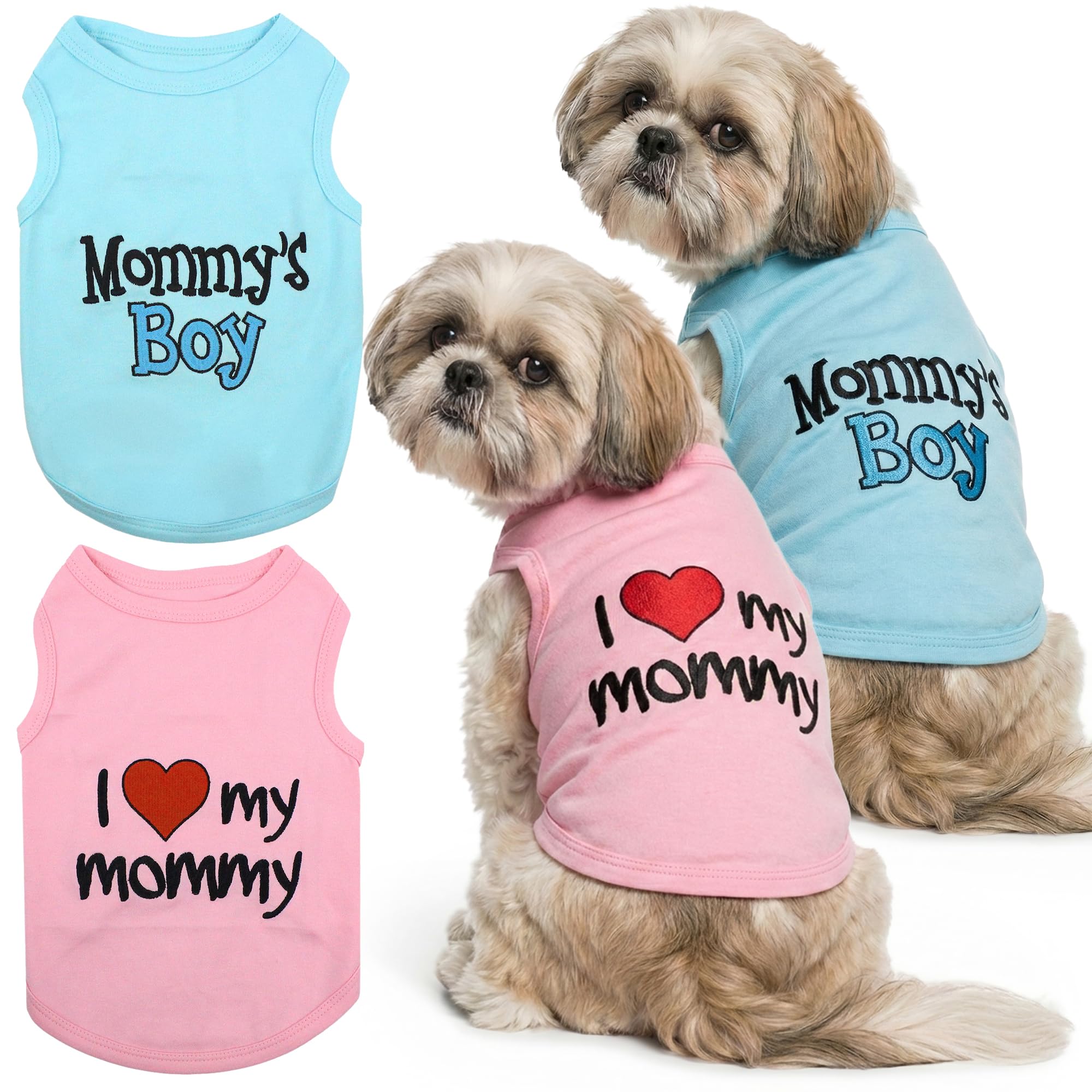 Parisian Pet Lot de 2 Chemises pour Chien - 100% Coton - pour Chiens de Taille Moyenne et garçon - sans Manches - Vêtements Respirants et légers - T-Shirts d'été Extensibles pour Chiens