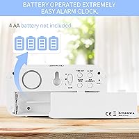 Vista 5 de Reloj despertador, reloj digital, modo nocturno automático, brillo LED de 3 niveles, funciona con pilas, 12/24 horas, pantalla de dígitos rojos