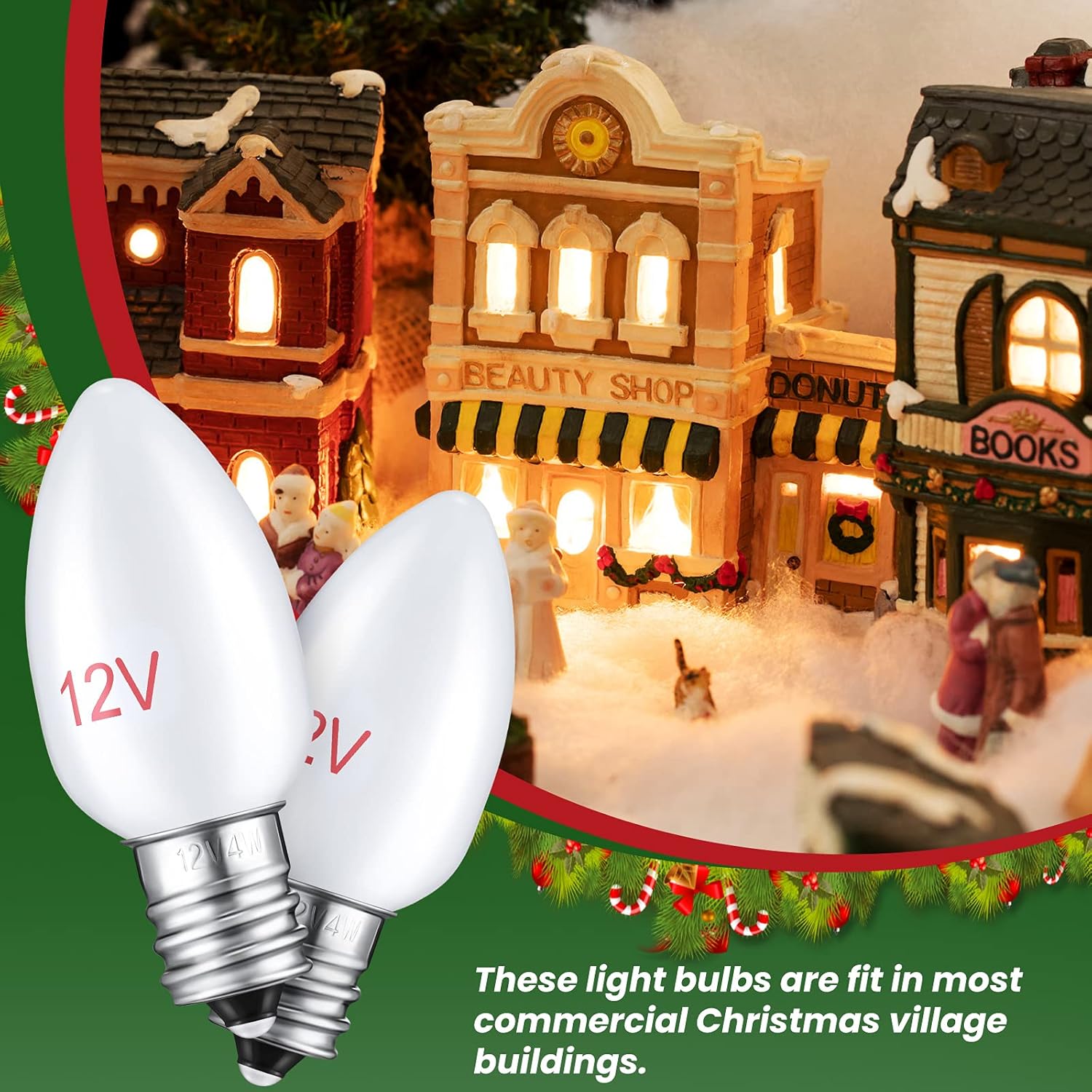 8 Pcs 12 V 4 W Christmas Villages Replacement Bulbs Warm White Bright Incandescent Bulb Accessories for Christmas Village Style Accessories Outdoor Indoor Activities