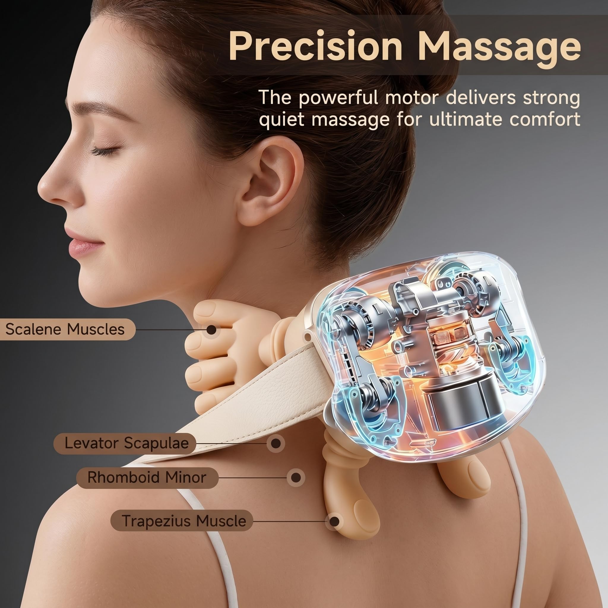 Masajeador Cervical, Recargable por USB Masajeador De Cuello Y Hombros, 3 Intensidades & 2 Niveles de Calor (40-45°C), Regalo para Hombre, Mujer, Uso inalámbrico