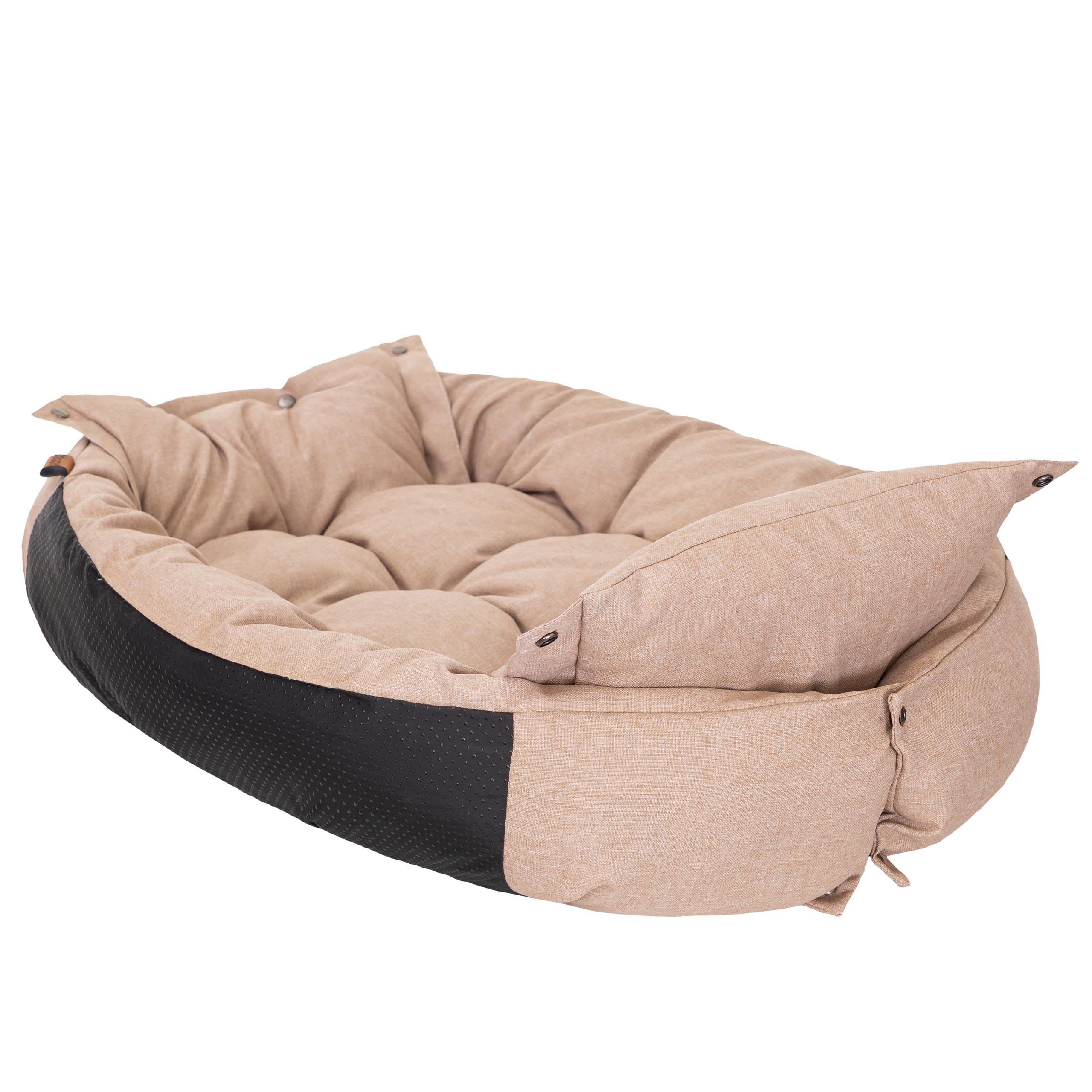 PillowPrim Hundebett & Hundematratze in einem - Hundesofa für kleine und mittelgroße Hunde - leicht zu reinigen - Bequemes Haustierbett - Hundekissen - L 76x56 cm - Beige
