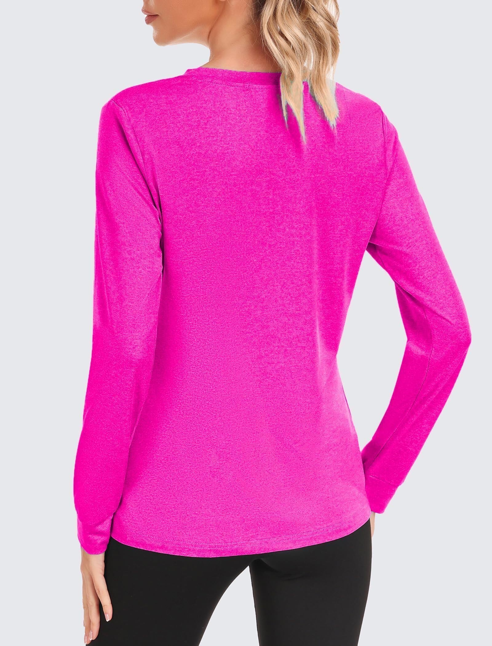Vantor Damskie koszulki na siłownię T-shirt sportowy z długim rękawem UPF 50+ Ochrona UV Top do jogi do biegania Topy z okrągłym dekoltem Luźny krój do ćwiczeń