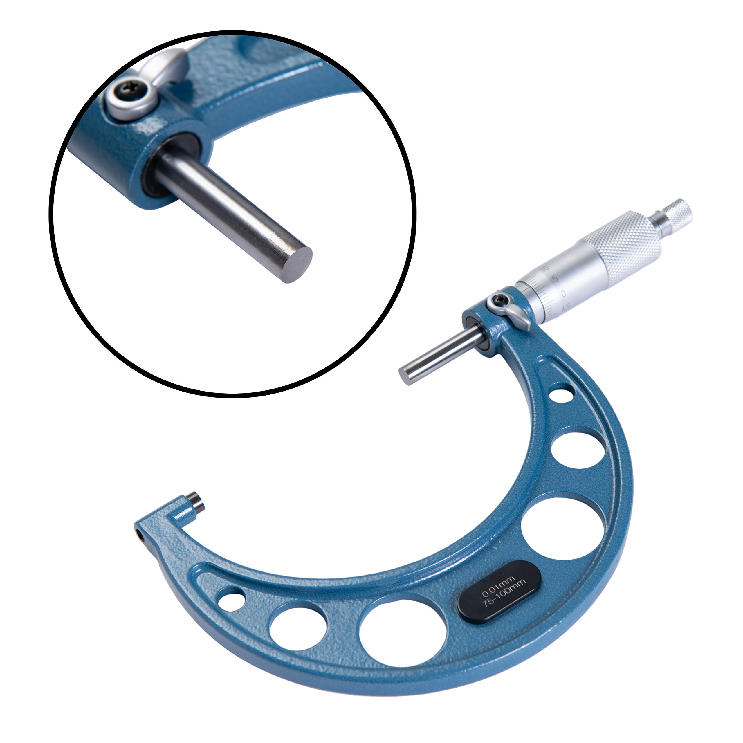 Beslands 0-100mm/ 0.01mm Micromètres extérieurs métriques Outils de machiniste de précision, 4 pièces