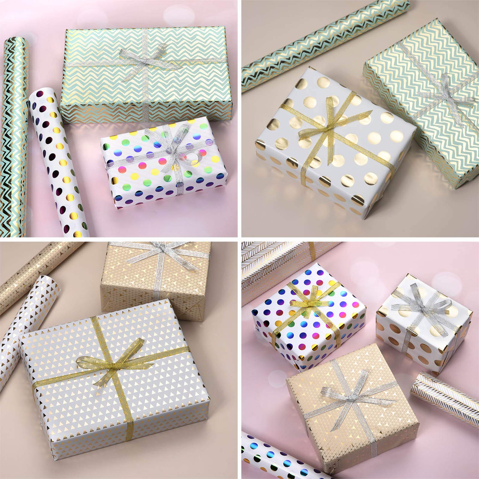 Lot De 6 Feuilles De Papier Cadeau D'anniversaire Pour Toutes