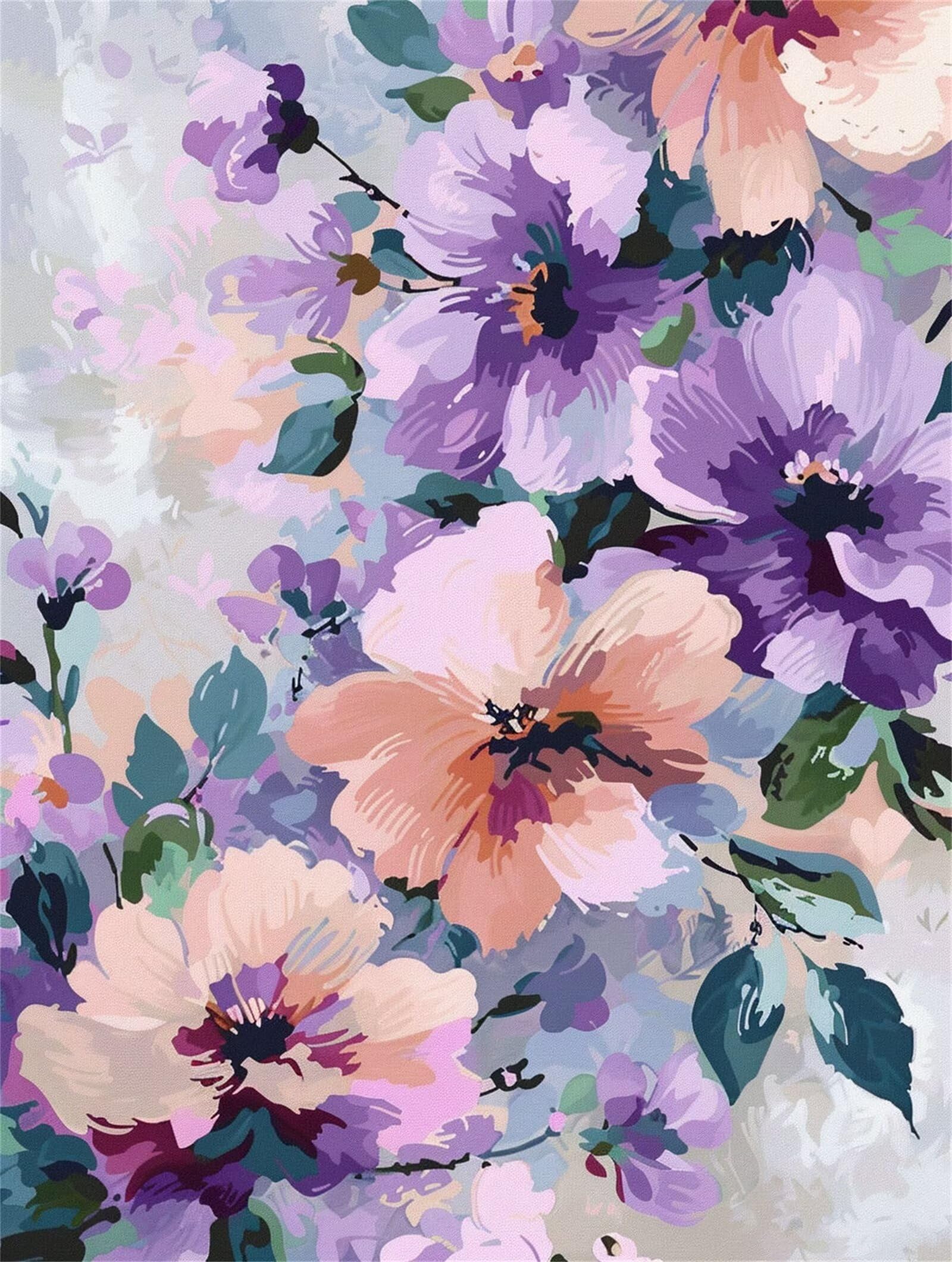 Dipingere con i Numeri Adulti Fiori, Violetta Dipingere con i Numeri Bambini DIY Kit, Set Premium con Pennelli, Decorazione Casa & Creativo Regalo di Compleanno, Attività di Tempo libero 70x95cm z-217
