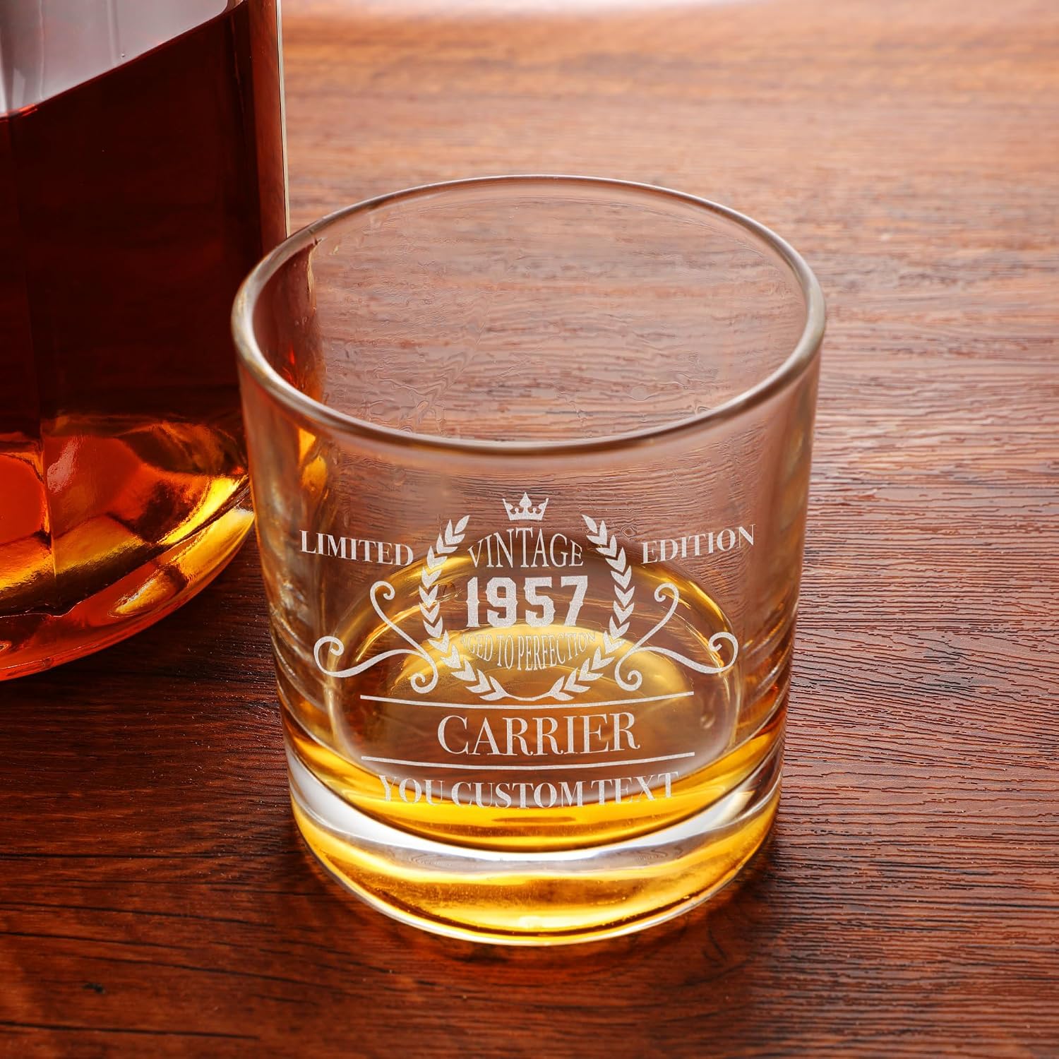 Personalized Whiskey Glass For Men - Customized 12oz Bourbon Glasses, 4 Design Options, Engraved Etched Name Old Fashioned Glass - Birthday Gift for 30th/40th/50th/60th (Old Fashioned)