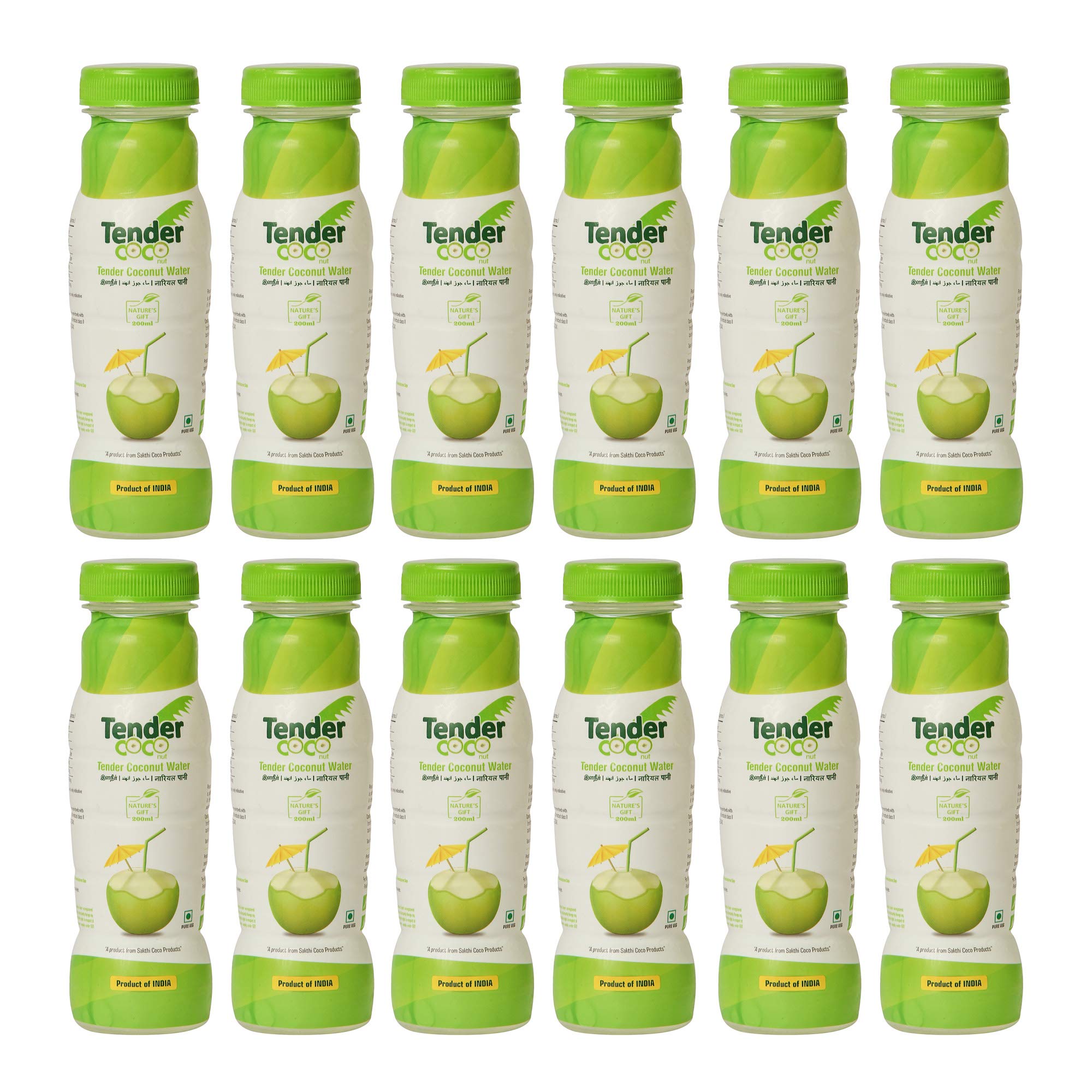 Tender COCO 100% Natural Tender Coconut Water, 200ml (Pack of 12)