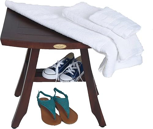 Miniatura 5 de DecoTeak -Bench-Taburete de ducha, banco de ducha de teca, asiento de ducha, silla de ducha para ducha interior, banco pequeño, reposapiés, taburete