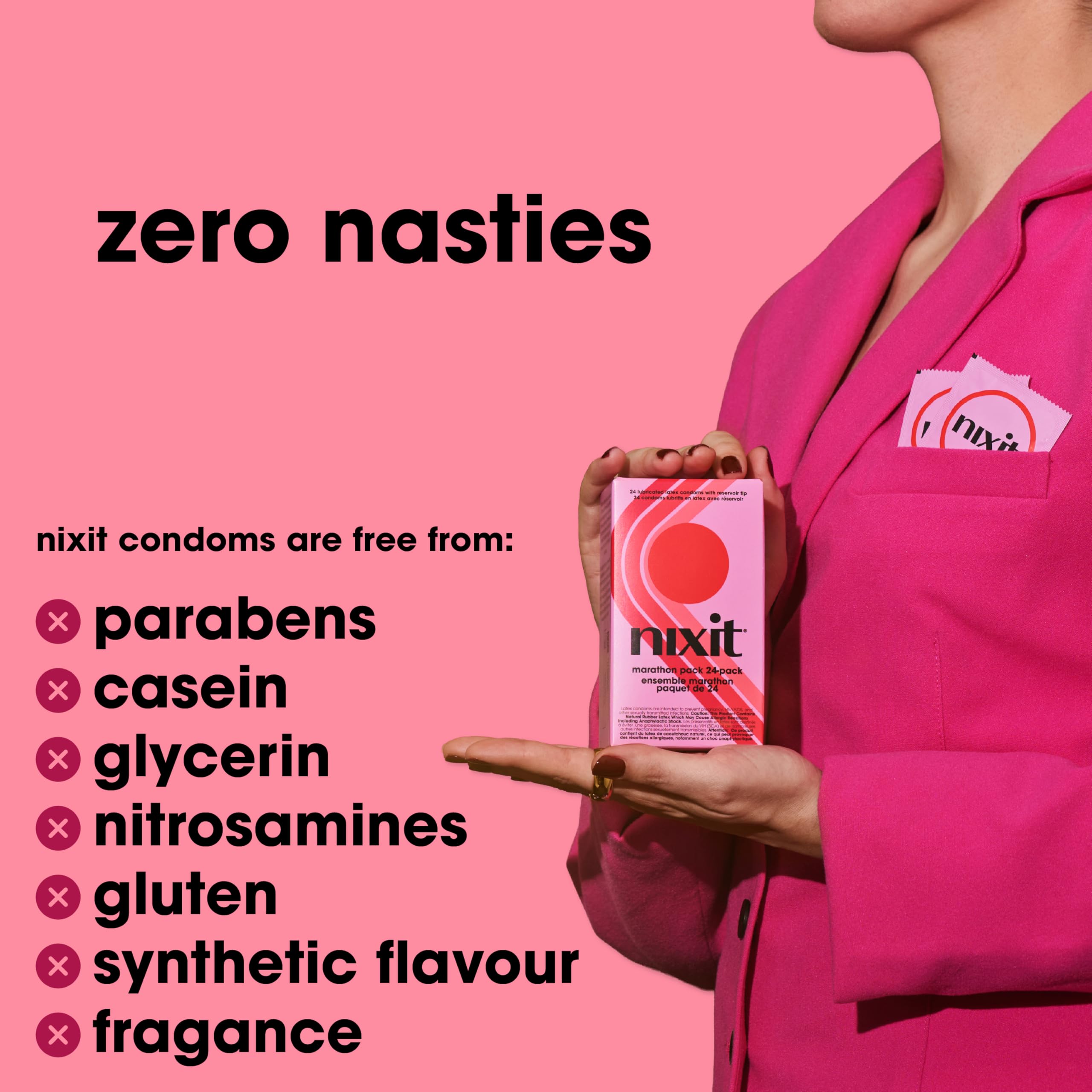 Amazon.com: nixit Condoms | Ultra-Thin & Lubricated | No UTI Causing  Chemical Irritants | Free from Toxins, Parabens, Spermicide, Glycerin &  Fragrances | Vegan-Friendly Latex