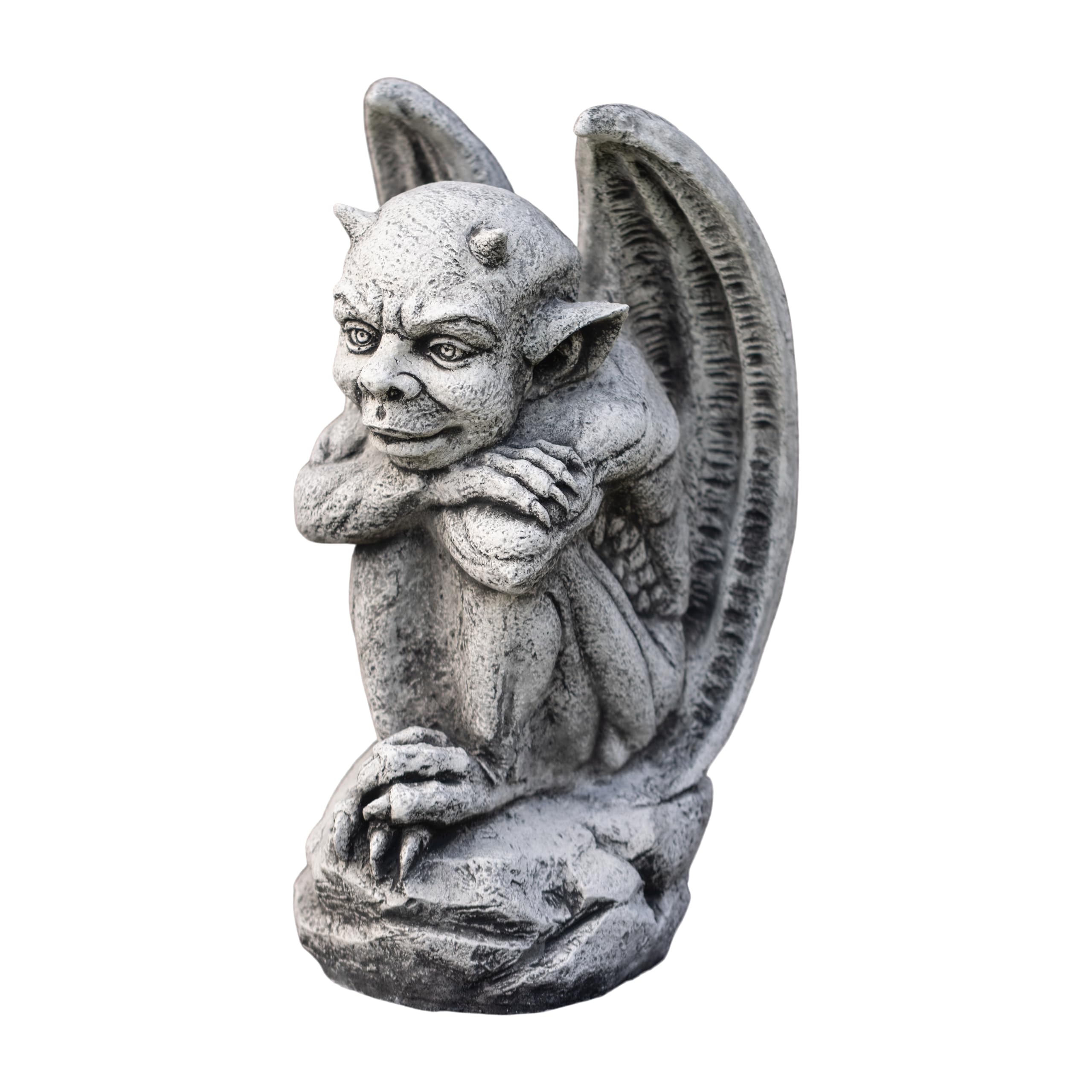 gartendekoparadies.de Gargouille le Gardien, figurine en pierre, hauteur 46 cm, 21 kg, gris, résistante au gel, en pierre moulée, pour l'extérieur