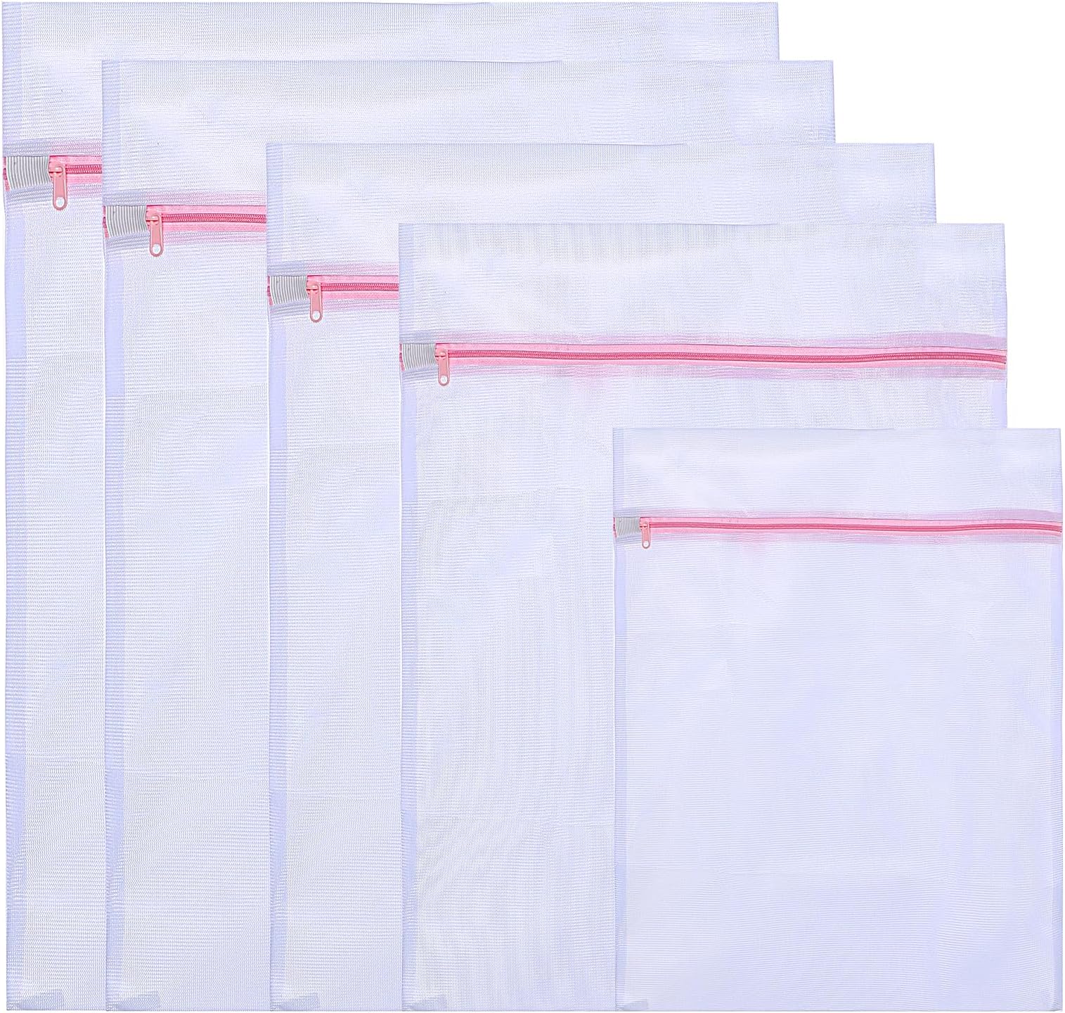 5 Piece Laundry Net Set - Coarse Mesh, Rectangular Laundry Bag with Zip, Protective and Prevents Deformation, Ideal for Sensitive Clothes, Sweaters, Shirts, Underwear