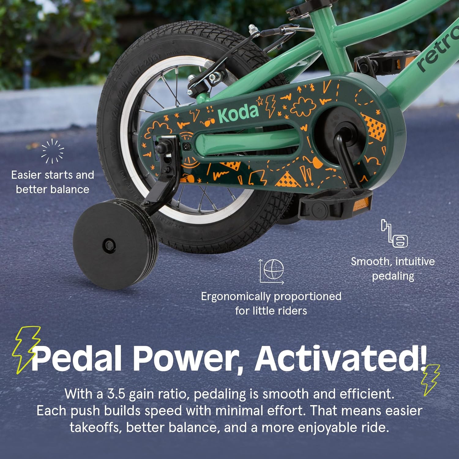 Retrospec Koda Plus Kids Bike for Boys & Girls Ages 2-3 Years - 12" Children's Bicycle, Adjustable Seat & Handlebars, Removable Training Wheels, Front Hand Brakes, Rear Coaster Brake & Safety Bell