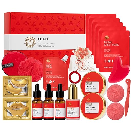 RA ROSA ACCA Presente De Dia Dos Namorados Para Mulheres, Conjunto De Cuidados Faciais Rose Com 23pç, Presentes De Luxo Para Banho E Corpo, Kit Spa E Autocuidado, Máscara Facial, Presente Ideal