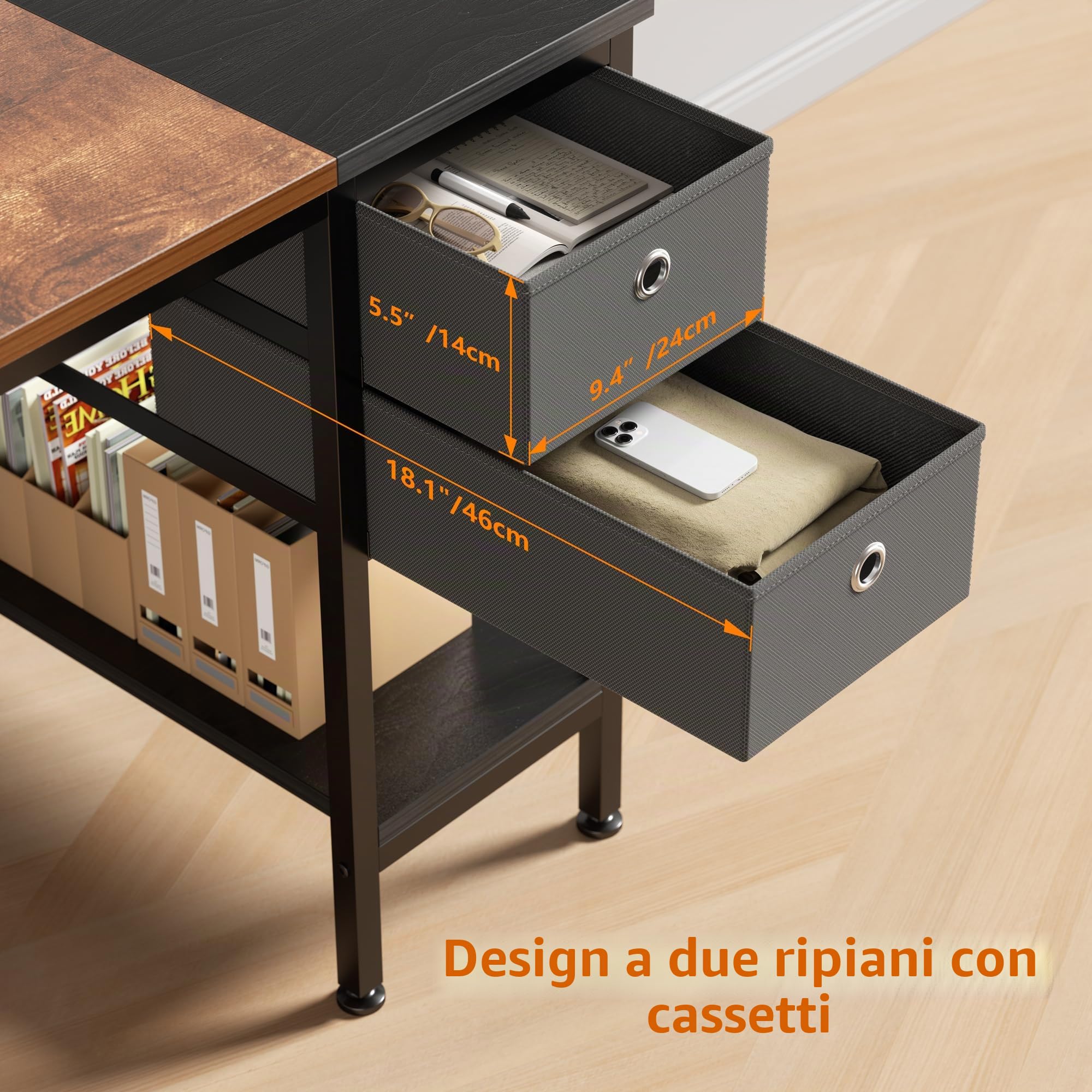 HOMIDEC Scrivania per computer, tavolo da ufficio con cassetti scrivania per scrittura di studio per la casa con ripiani di stoccaggio, scrivanie e postazioni di lavoro per ufficio a casa camera da