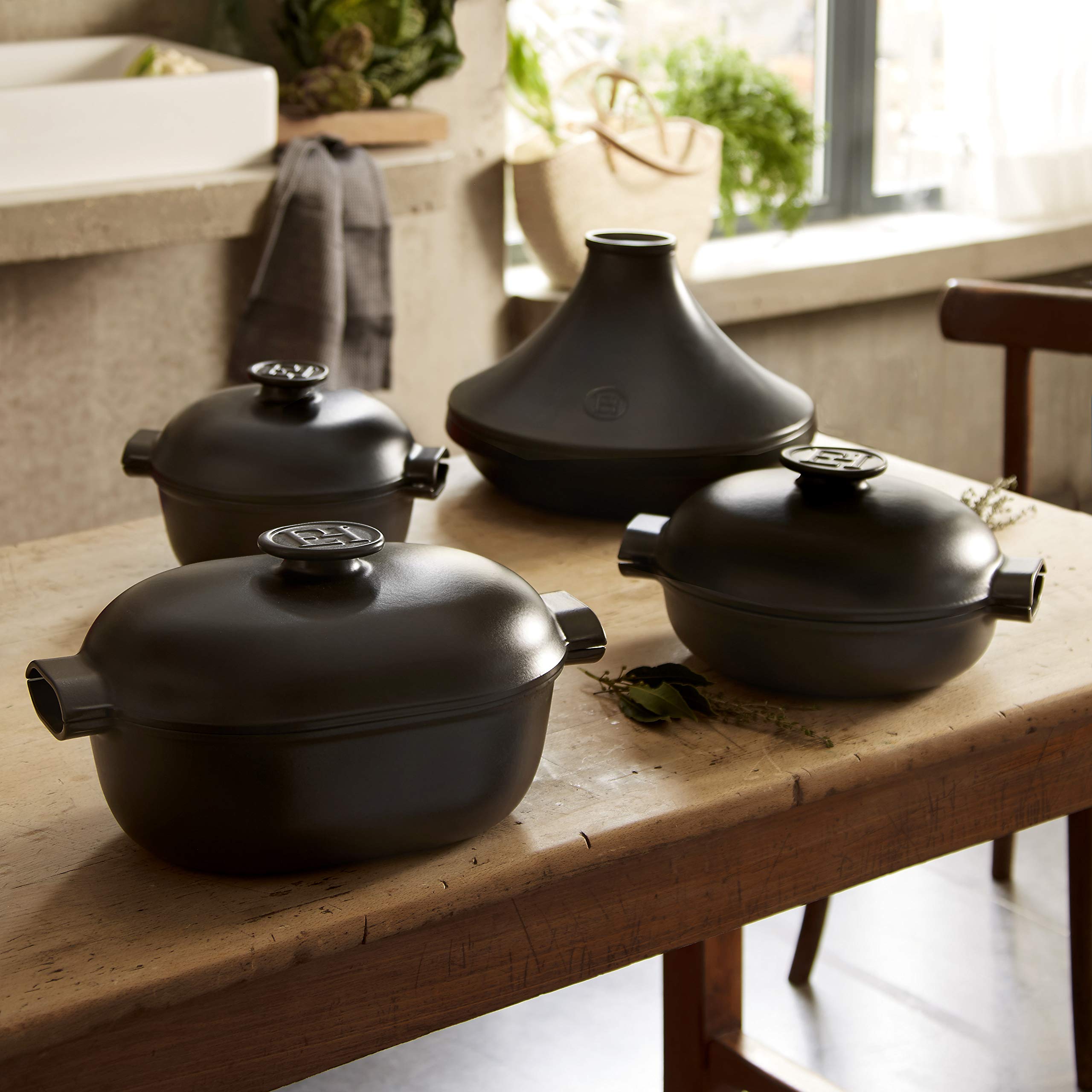 Emile Henry EH7A9566 Tajine Delight Céramique Induction, 4 litres, Noir, Ardoise