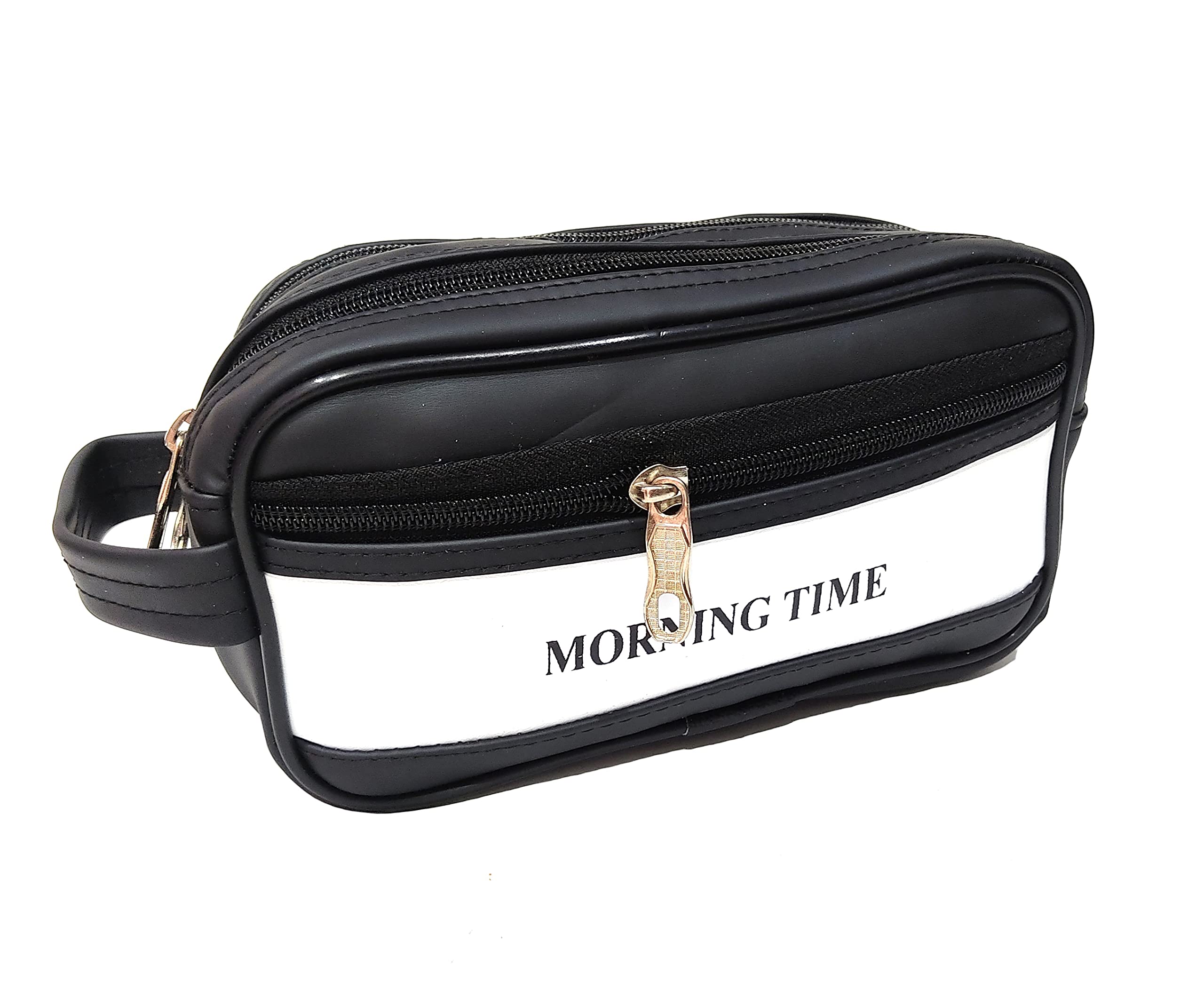 Generic3DB Bags Men Synthetic Leather Cash Pouch Money Carrying Pouch Travel Pouch Big Wrist Clutch Bag Business Bag Toiletry Bag Shaving Kit (Morning Time) (Black)