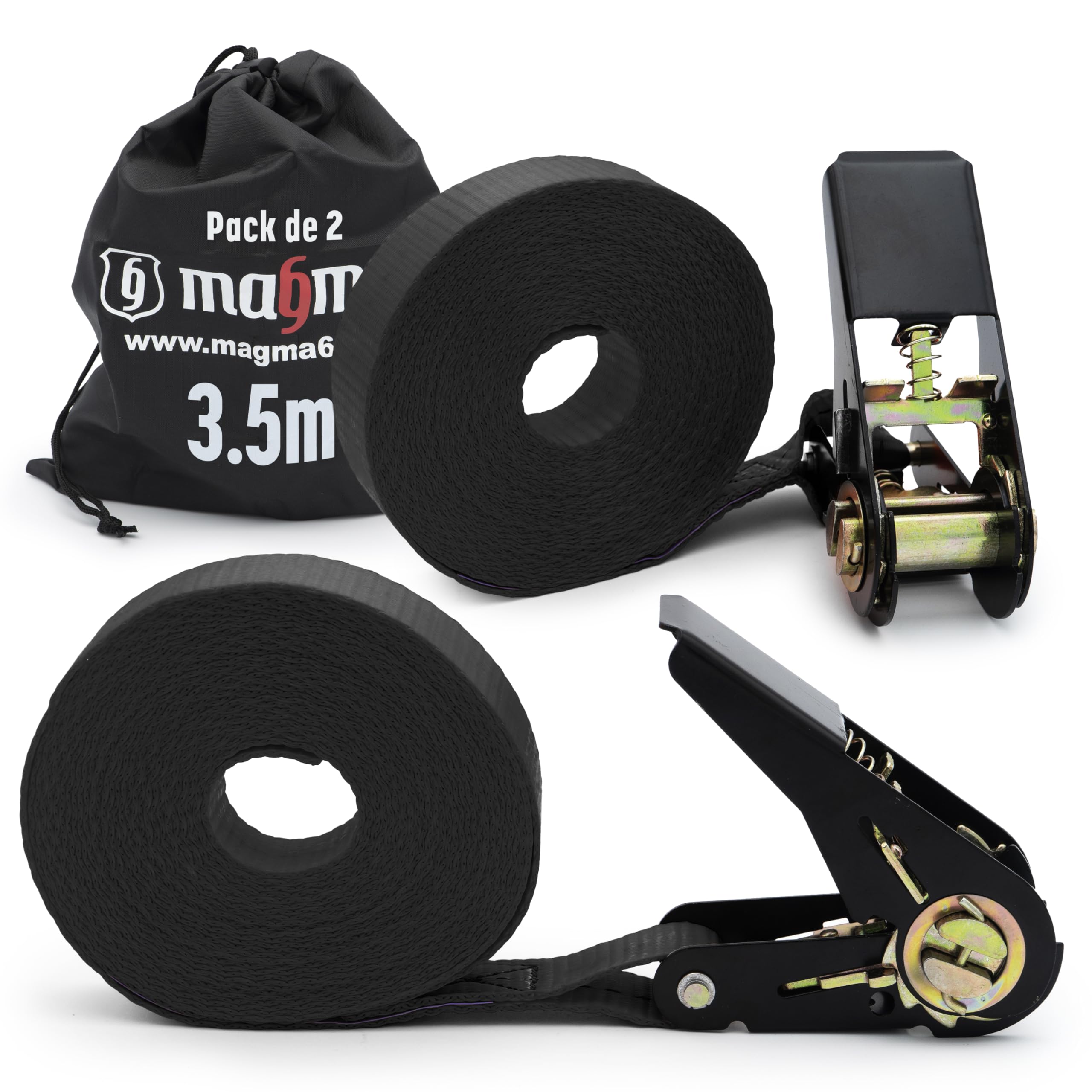 MAGMA 4 Correas de Trinquete 3,5m, 800Kgf/unit. Cinchos, Cinchas de Amarre, Eslingas con Carraca, Remolque Baca Kayak Tabla de Surf Piraguas Canoa Bicicleta Moto, Longitud Ajustable. Negro — view 14
