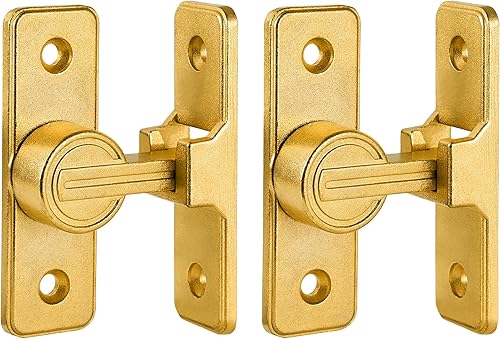 Miniatura 6 de Paquete de 2 cierres dorados de 90 grados para puerta de granero, cerraduras de puerta corrediza pesada, cerradura de puerta corredera de seguridad