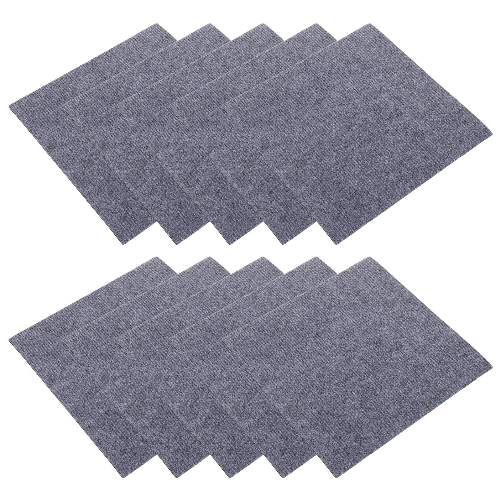 Moquette autocollante en dalle adhésive lot de 10 tapis de sol antidérapant gris foncé salon