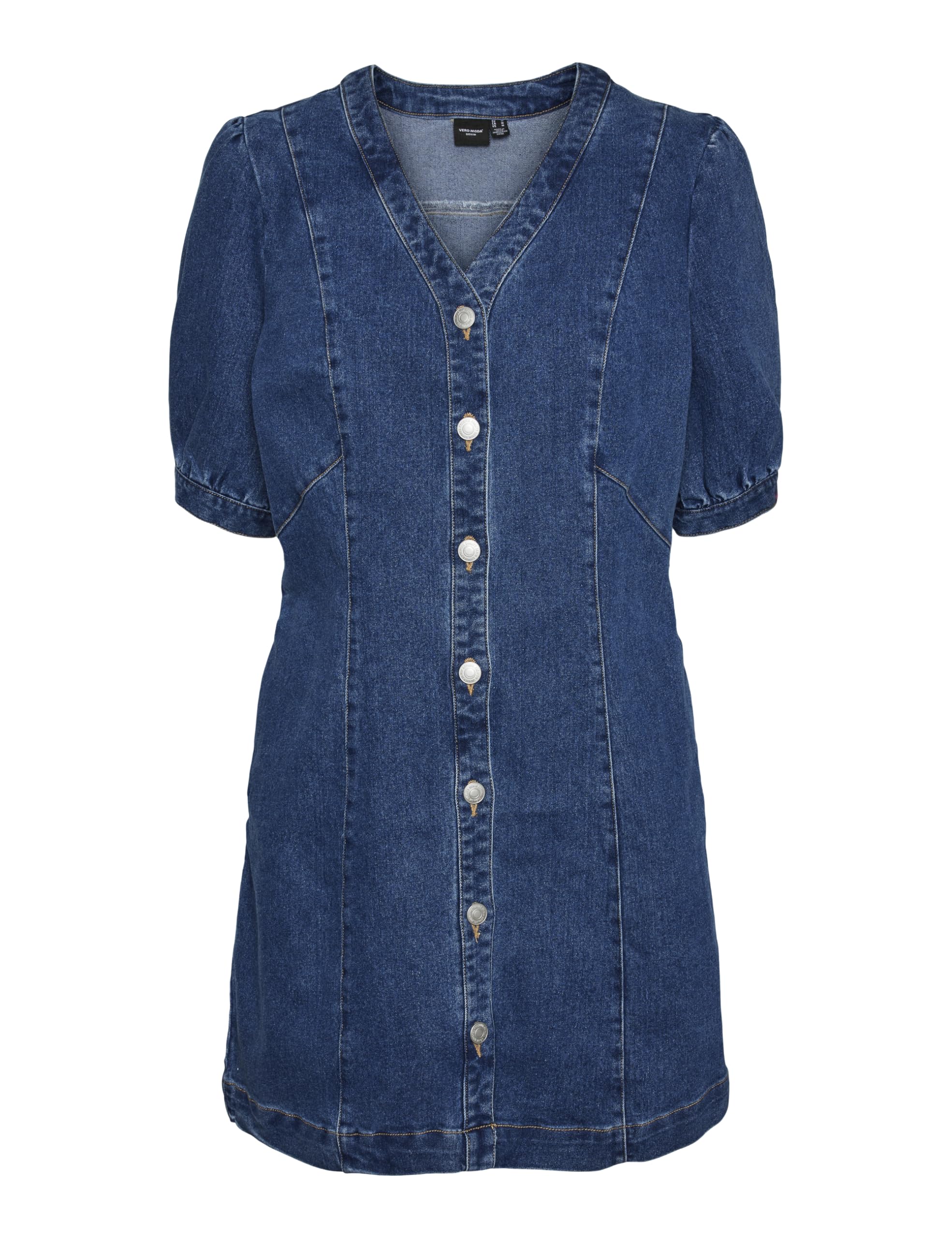 VERO MODA Women's Denim Dress, Medium Blue (Medium Blue Denim), S
