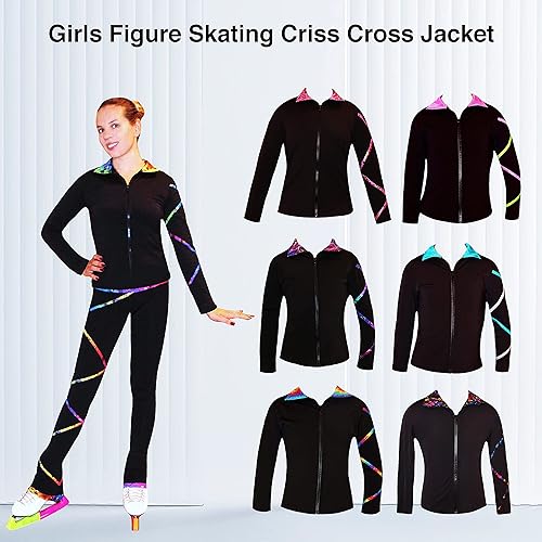 Miniatura 3 de Chaqueta cruzada de patinaje artístico para niñas, arcoíris