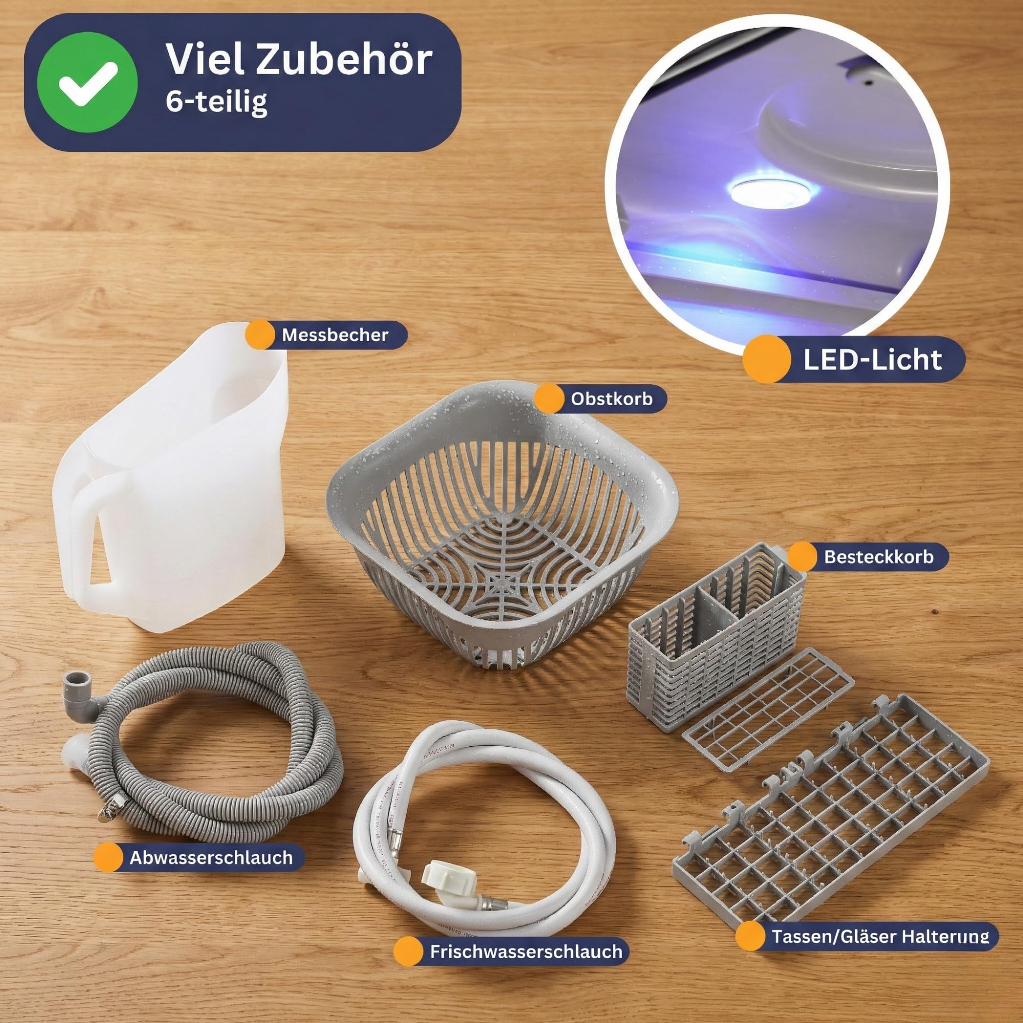 Sommertal Zmywarka stołowa SP5 Dual – mini zmywarka do naczyń lub zmywarka stołowa z 6 programami prania, pokrywa czyszczenia 360°, elastyczne zaopatrzenie w wodę – na kemping i do kampera