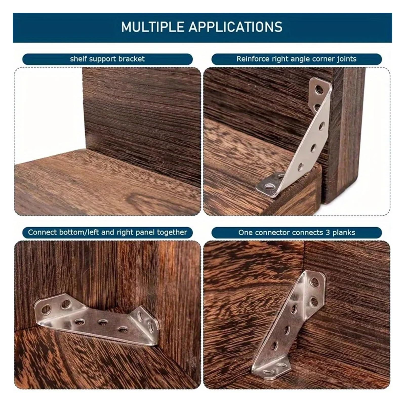 Staffe angolari a 90° in acciaio inossidabile rinforzato | 10 o 20 pezzi, supporti di sostegno for collegamento mobili(10PCS)