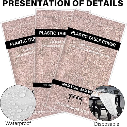 Miniatura 6 de Paquete de 3 manteles rectangulares de plástico láser, desechables, manteles rectangulares con láser, mantel holográfico de aluminio para decoración