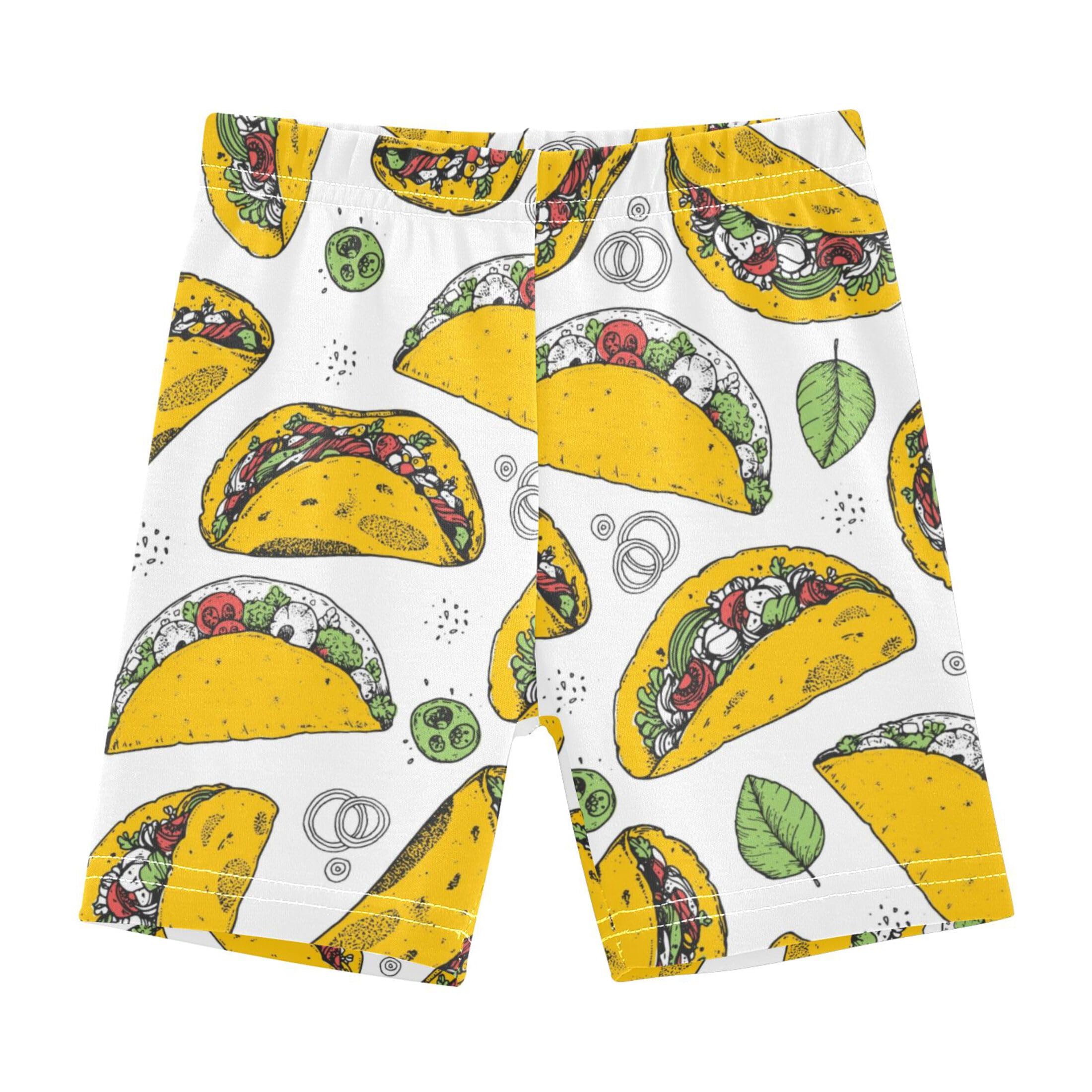 Vozoza Tacos Mexican Fast Food Toddler Girls Shorts Under Dress Cartwheel Shorts Legging Summer Outfits Clothes Size 5T Multicolor
