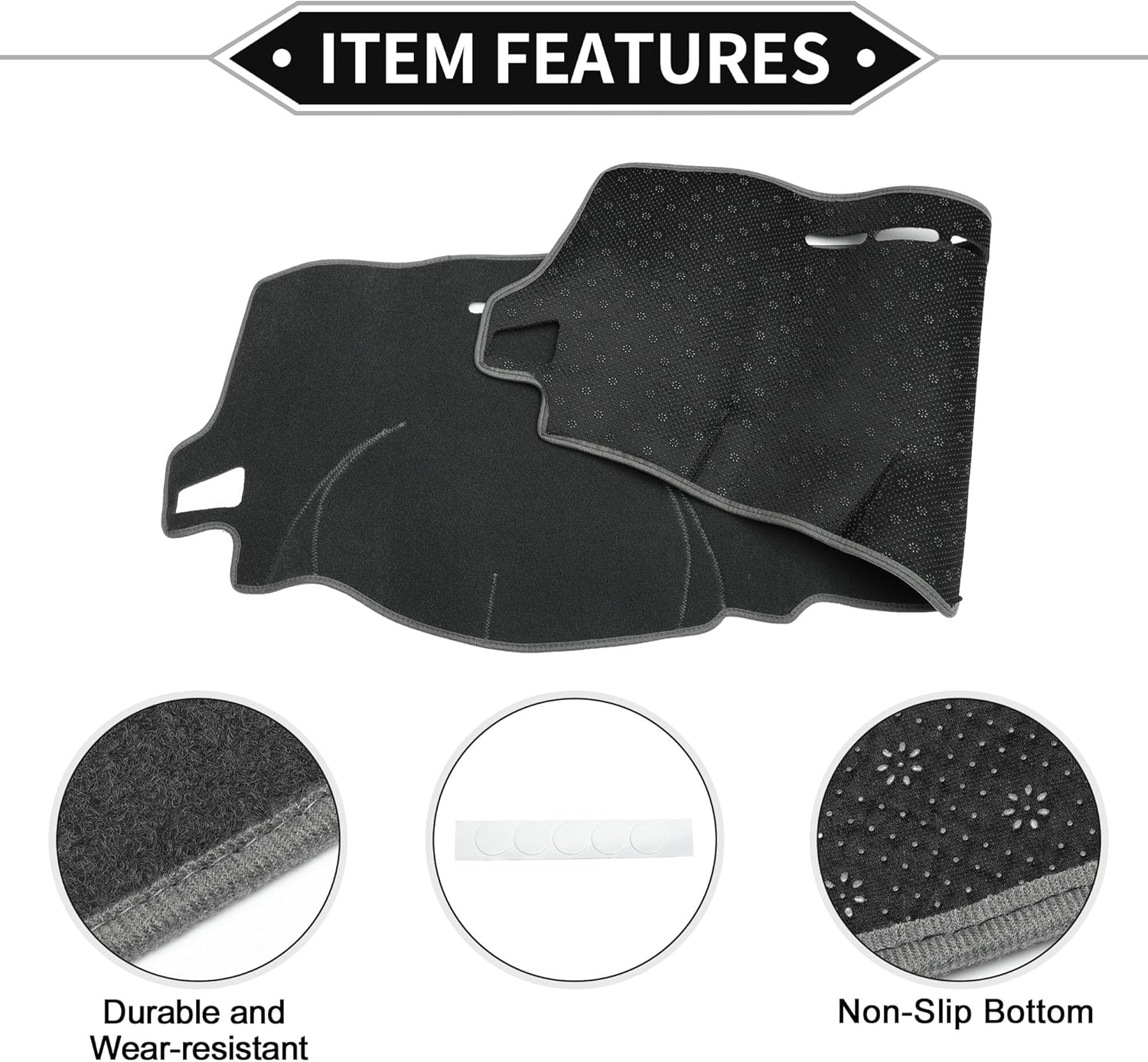 Dash Cover Compatible for Hyundai Elantra 2007-2010, Non-Slip Polyester Silicone Gray Center Console Dashboard Cover Pad Carpet