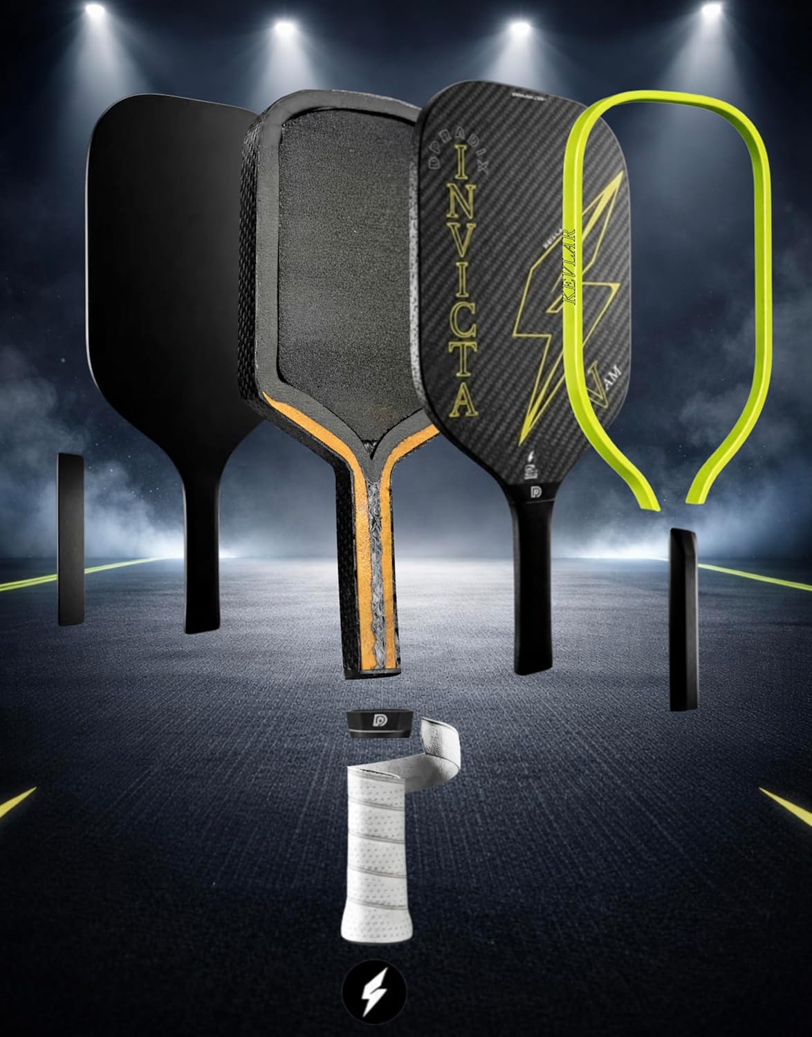 Invicta V Foam 16mm Pickleball Paddle - Tech Flex Power - Elongated Shape for Greater Power and Spin - Foam Propulsion core Increases Power, Touch and Enlarged Sweet spot