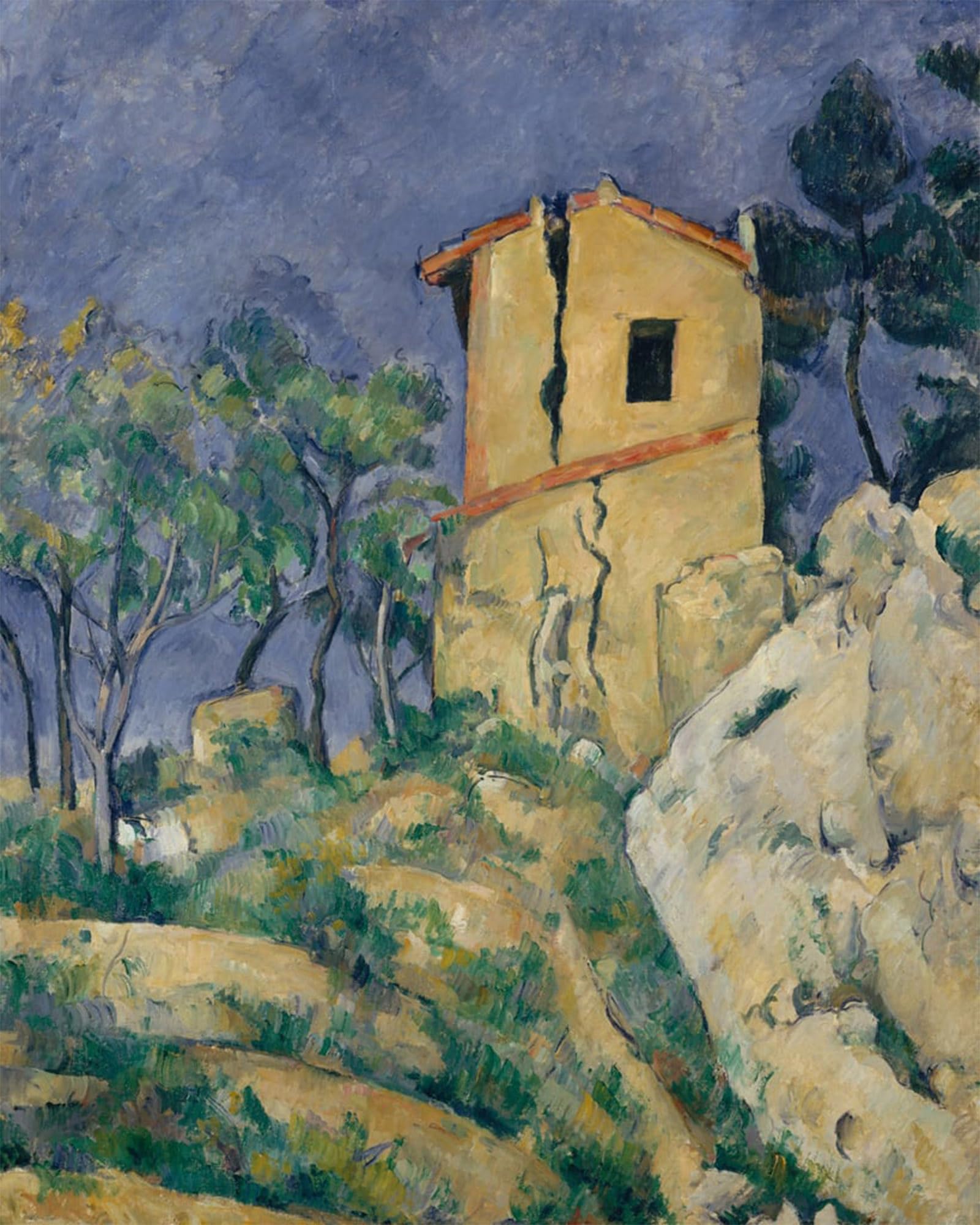 POSTERIIk Famous Print Pop Art Wall Art Graffiti the House with the Cracked Walls by Paul Cézanne Art Prints for Home Decor 60x90cm