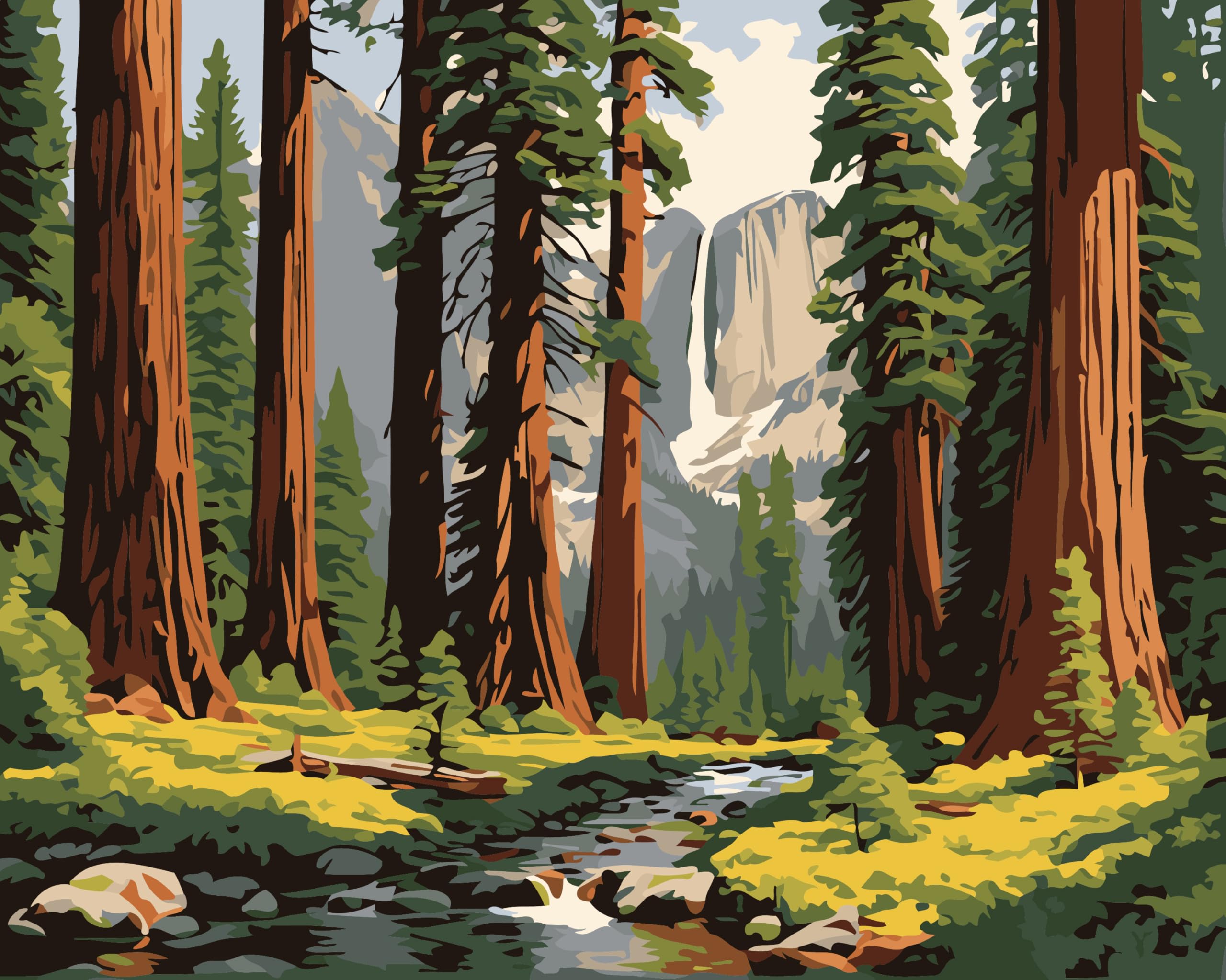 CaptainCrafts Paint by Numbers for Adults Beginner 16x20 Inch DIY Craft Art Paintings Home Wall Decor (Frameless, Forest Trees Landscape)