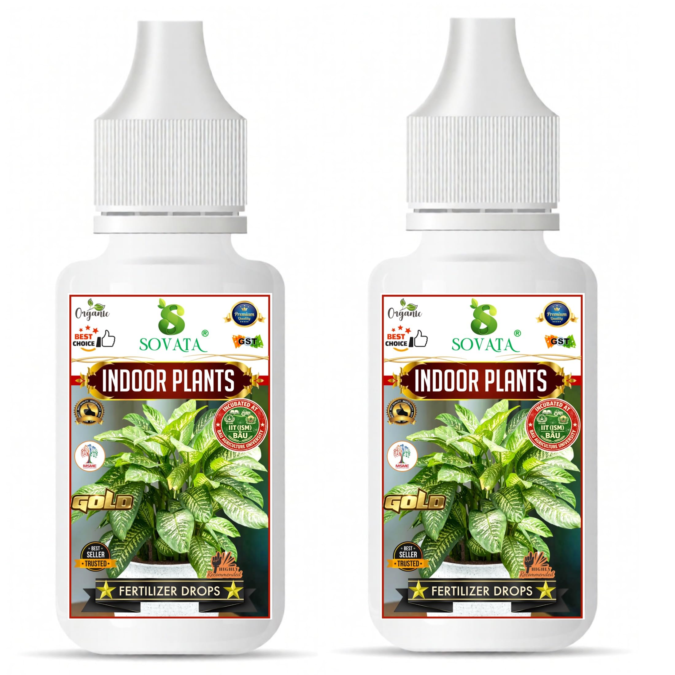 Indoor Plant Growth Booster Drops, Organic Liquid Nutrition Fertilizer, (30 ml + 30 ml) (Pack of 2)-image-20