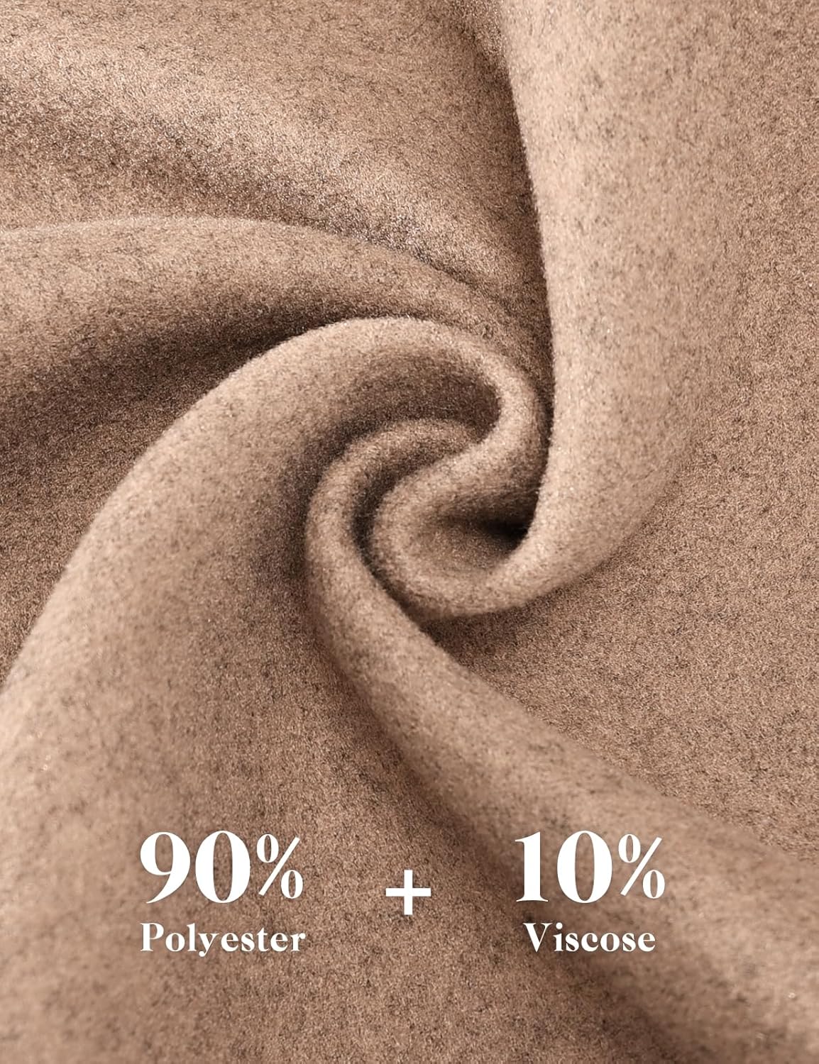 Women's Elegant Pea Coat Lapel Collar Double Breasted Trench Jacket Fall Slim Long Outerwear with Belt Pockets - Image 2