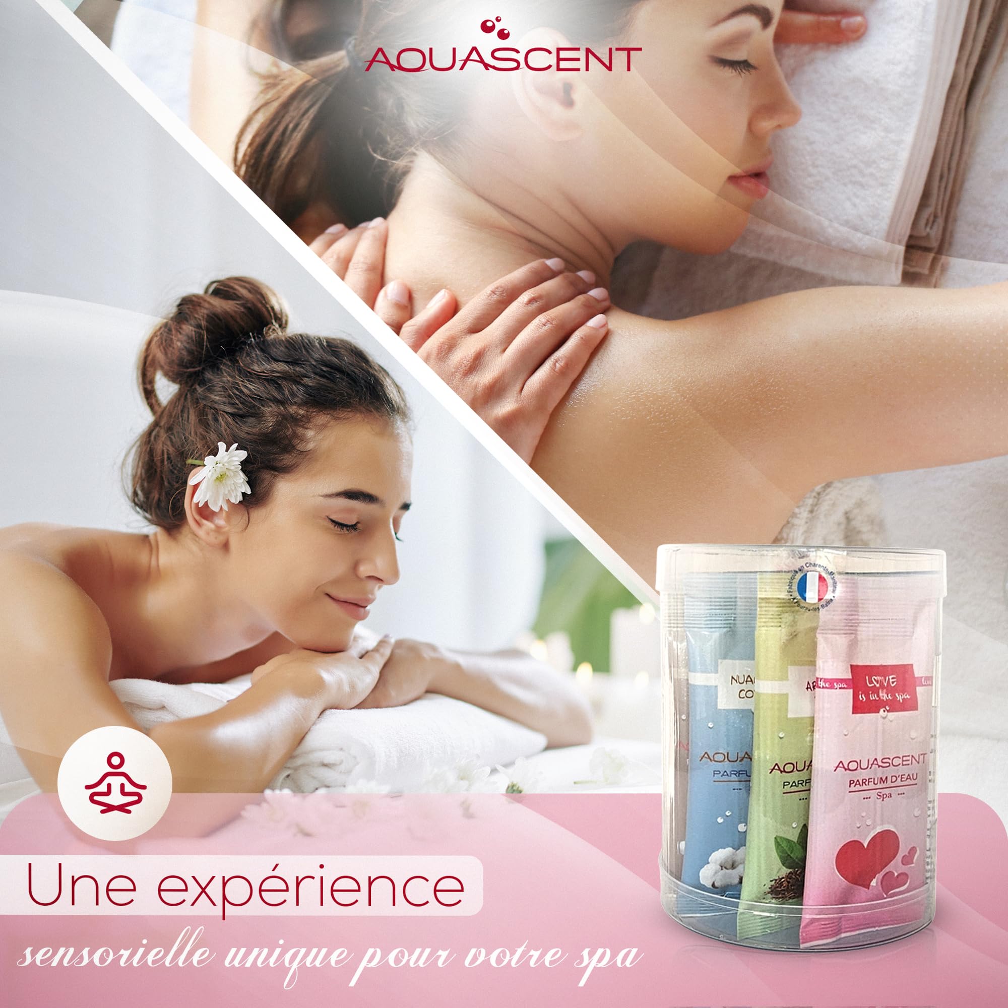 Aquascent - Parfums pour Spa dosettes 12X10ml, 3 Monoï, 3 Love is in