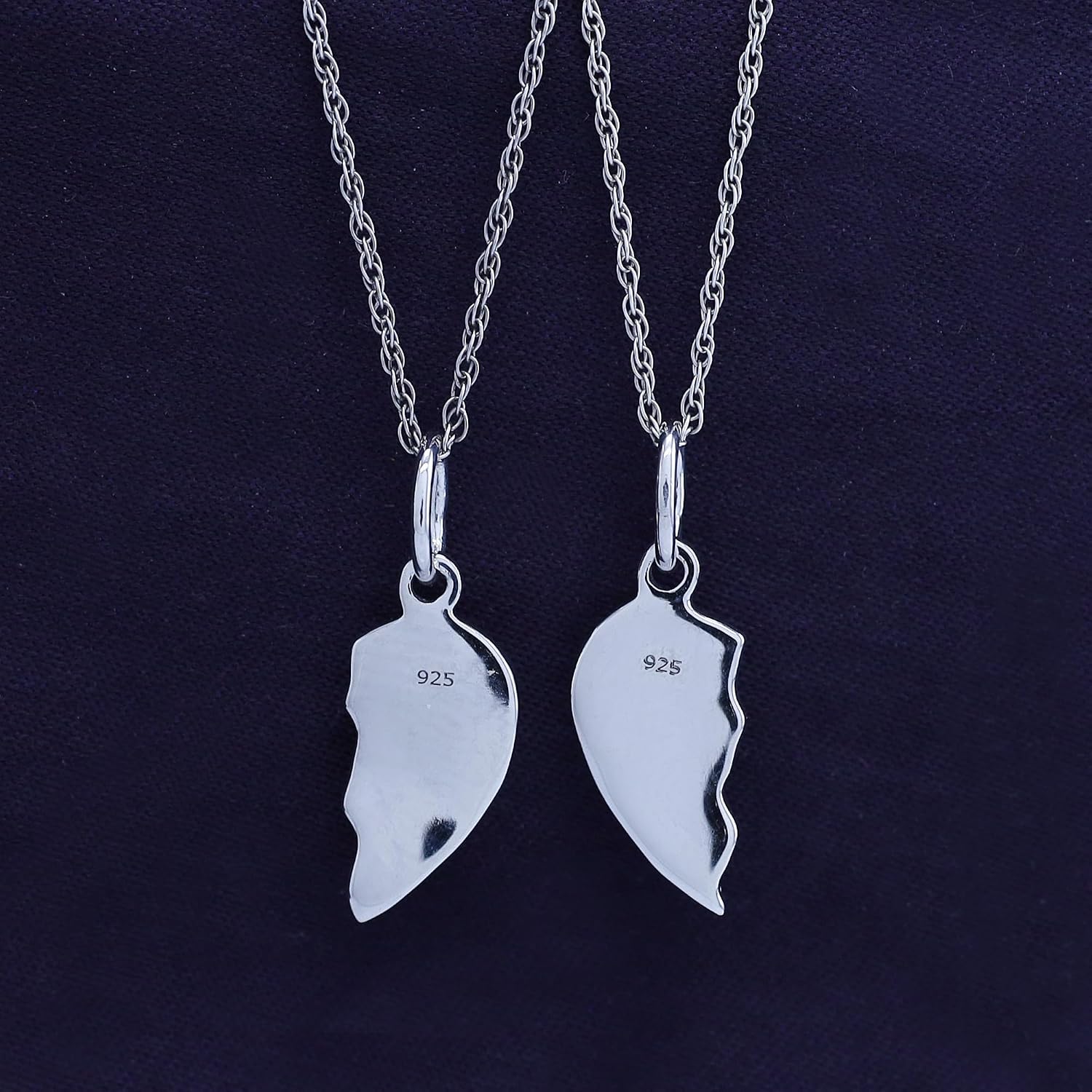 AFFY Split Plain Broken Half Heart Pendant Necklace in 14K Gold Over Sterling Silver for Couples