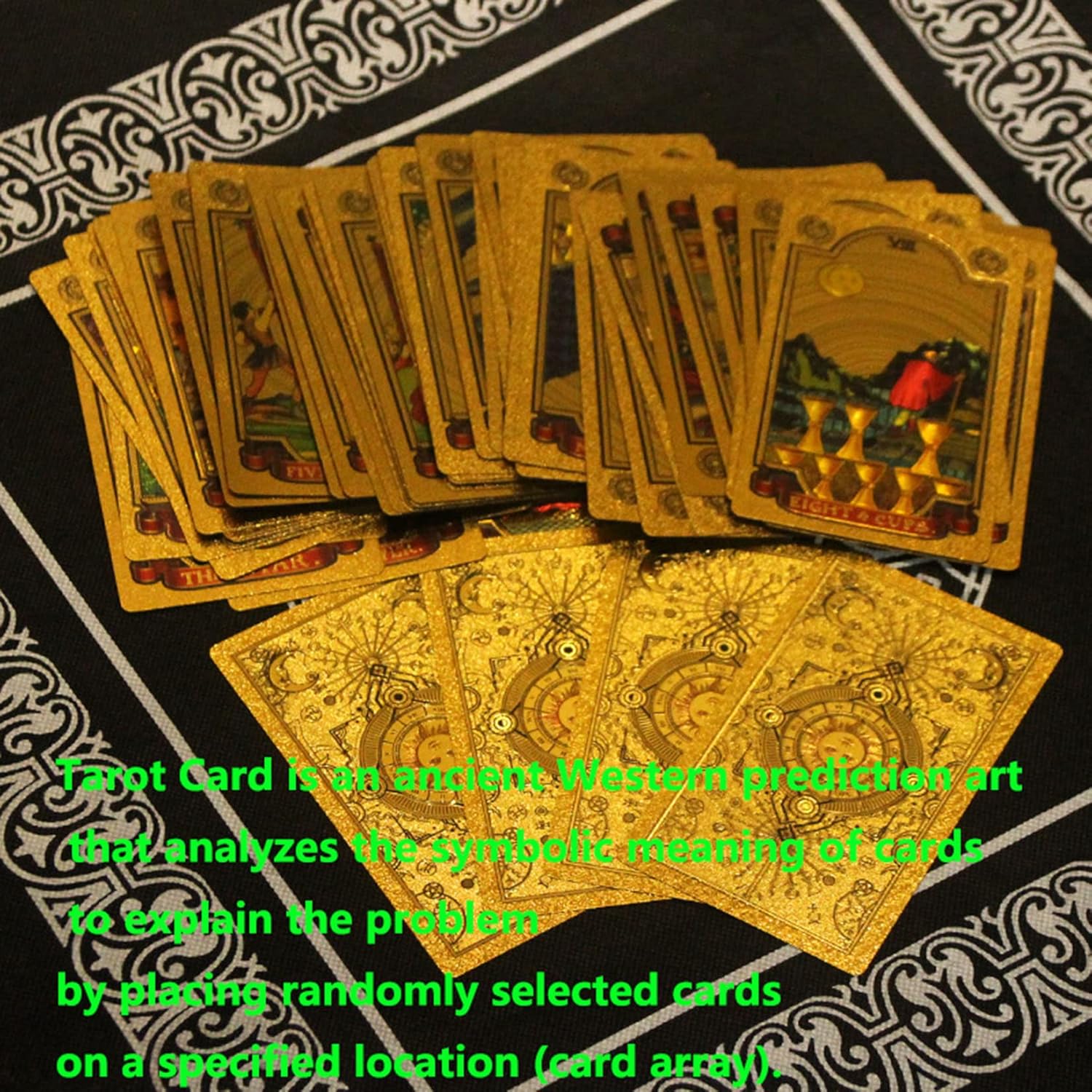 Tarot Cards Deck, Water Proof with Guidebook Divination Oracle 80 Cards, Fortune Telling Game Set for Family Reunion Beginners Expert Readers for Christmas Birthday, Black