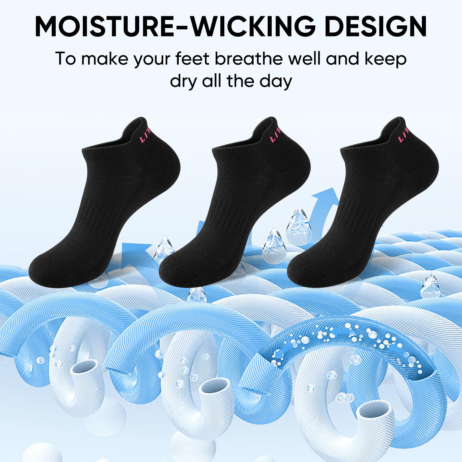 Calcetines de tobillo para mujer, 6 pares de calcetines deportivos para correr con suela acolchada
