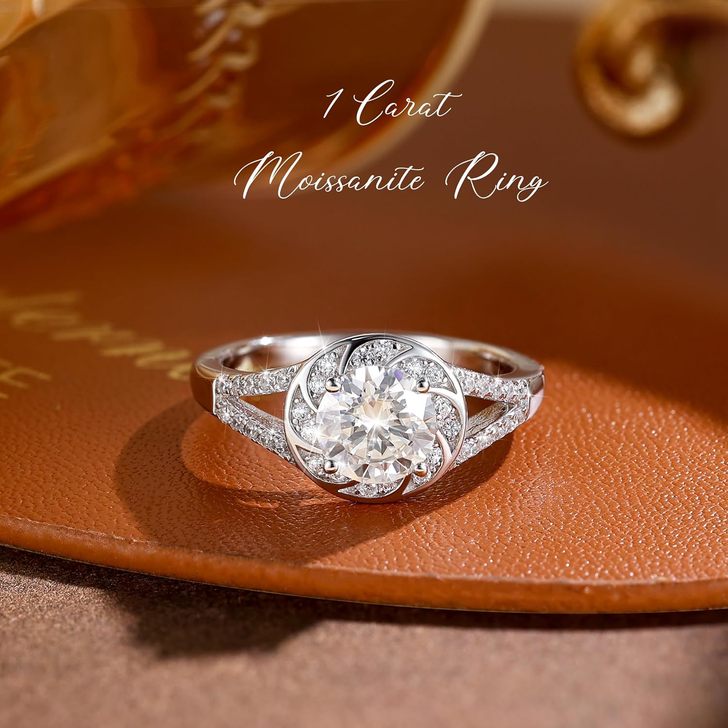 1CT Moissanite Engagement Ring for Women 925 Sterling Silver Promise Rings for Her Birthday Wedding Anniversary Valentines Jewerly For Women