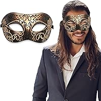 Vista 37 de Masquerade Mask For Men - Antique Look Mask for Halloween, Venetian Party, Masquerade Party, Mardi Gras, & Prom Azul / dorado medio cuadros