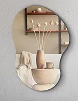 Espelho Decorativo Orgânico Cloud 70x50cm Vidro Lapidado Fita Dupla Face - Facil Aplicação