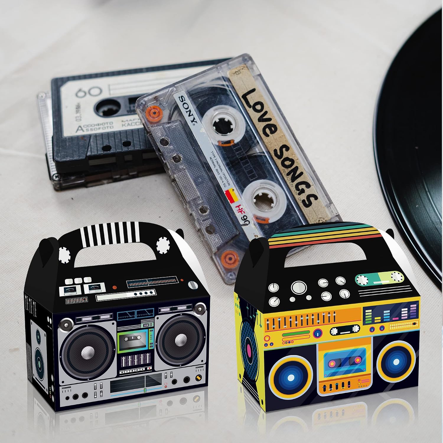 12 Pcs 80s 90s Radio Party Favor Treat Boxes Novelty Boom Hip Hop Theme Party Candy Gift Boxes for Music Theme Birthday Party Favors, Holiday Supplies