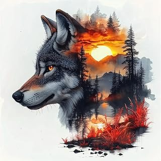 Forest Wolf Diamond Painting Kits for Adults - Diamond Art for Adult Wolf, Gem Painting Crafts Kits Gift, DIY 5D Gem Art Perfect for Home Wall Decor Gifts (14x14 inch)