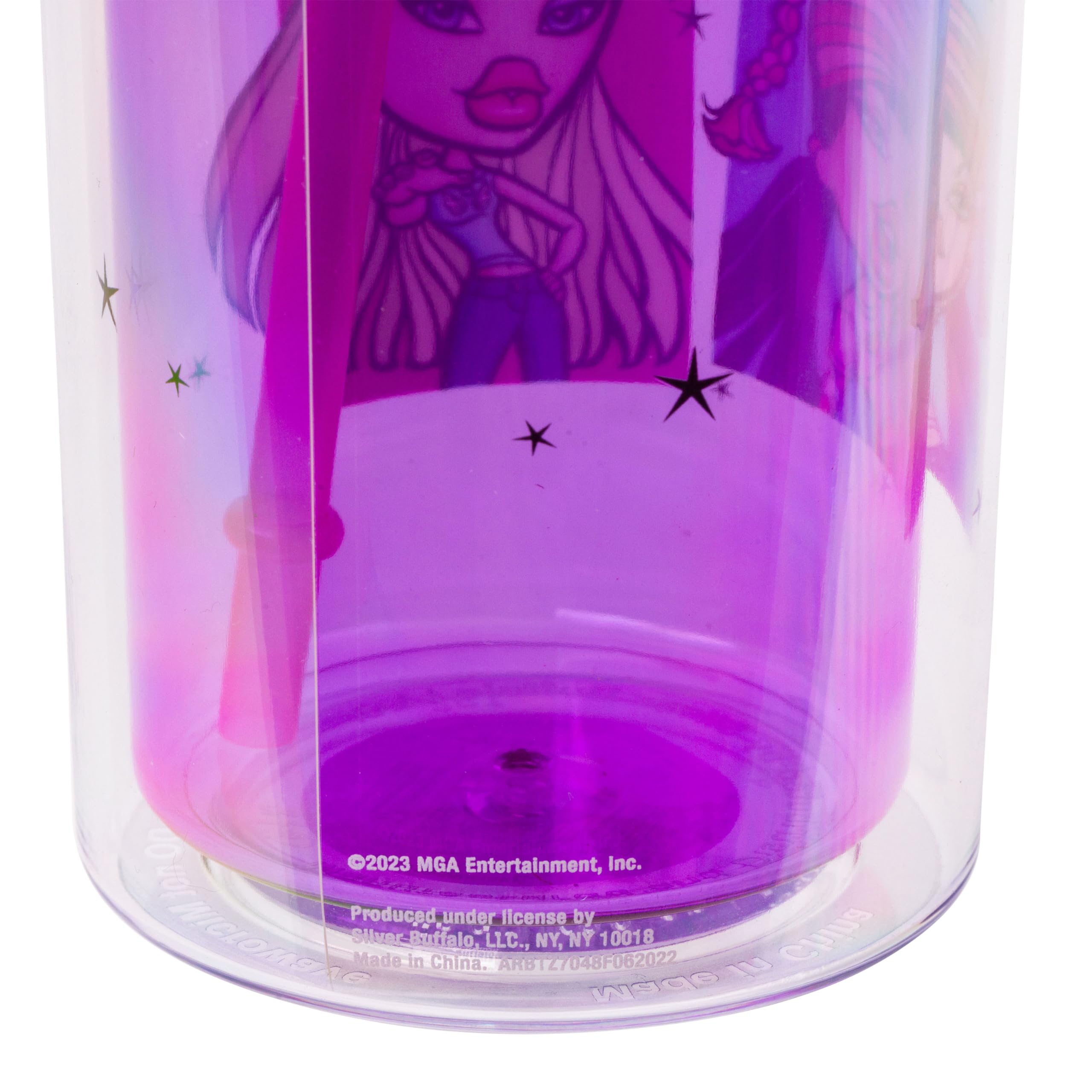 Taza Fría Bratz De 20 Onzas - Plástico Con Tapa Y Popote, Diseño Cuadrícula De Personajes - Licencia Oficial