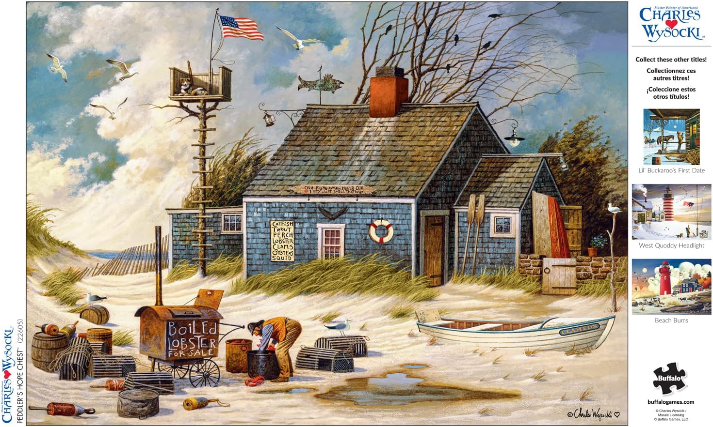 Buffalo Games - Charles Wysocki (Square) - Peddler's Hope Chest - 300 Large Piece Jigsaw Puzzle for Adults Challenging Puzzle Perfect for Game Nights - Finished Size is 18.00 x 18.00