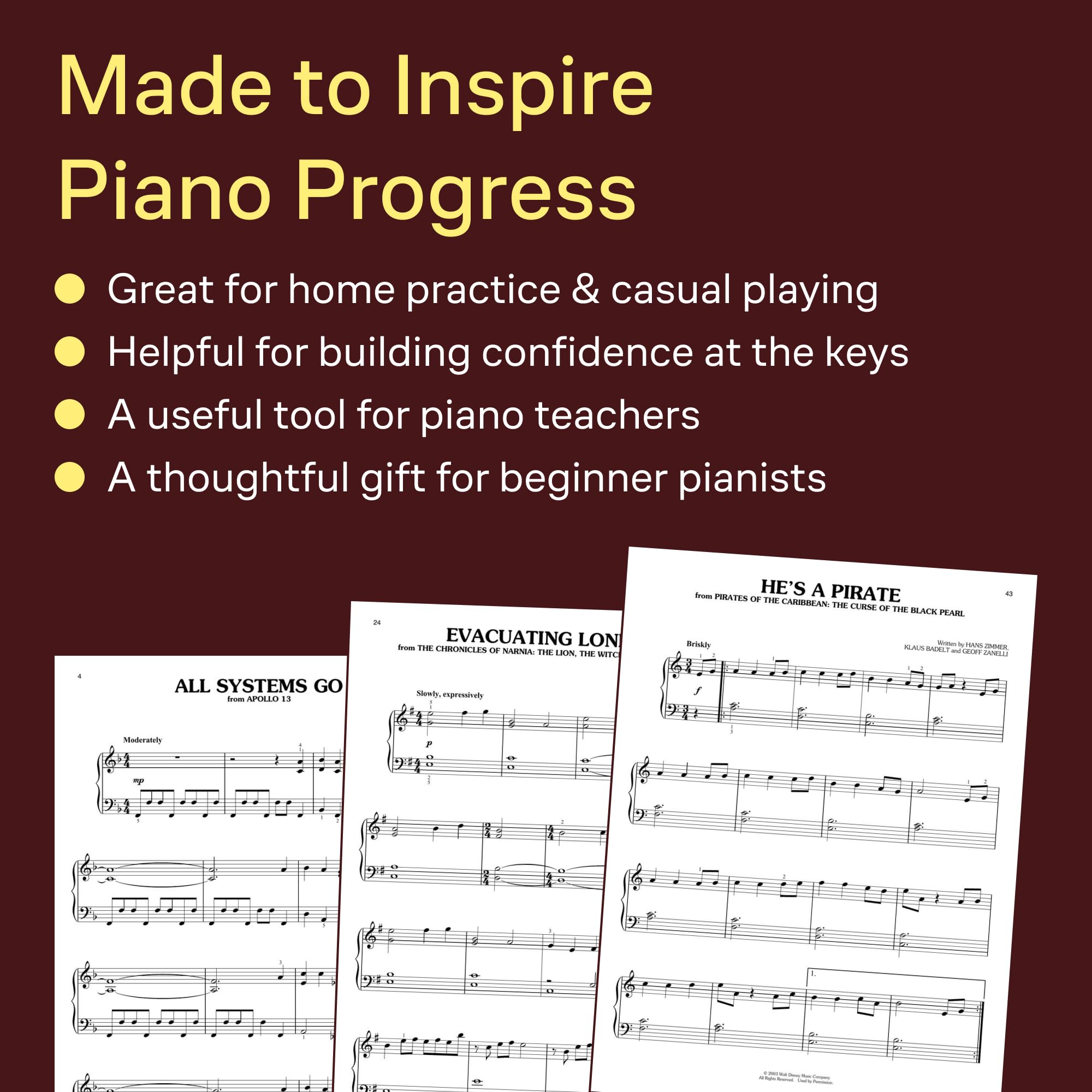 Epic Movie Adventures for Easy Piano: 30 Action-Packed Selections Arranged for Beginning Players: 30 Action-Packed Selections From Classic and Modern Films