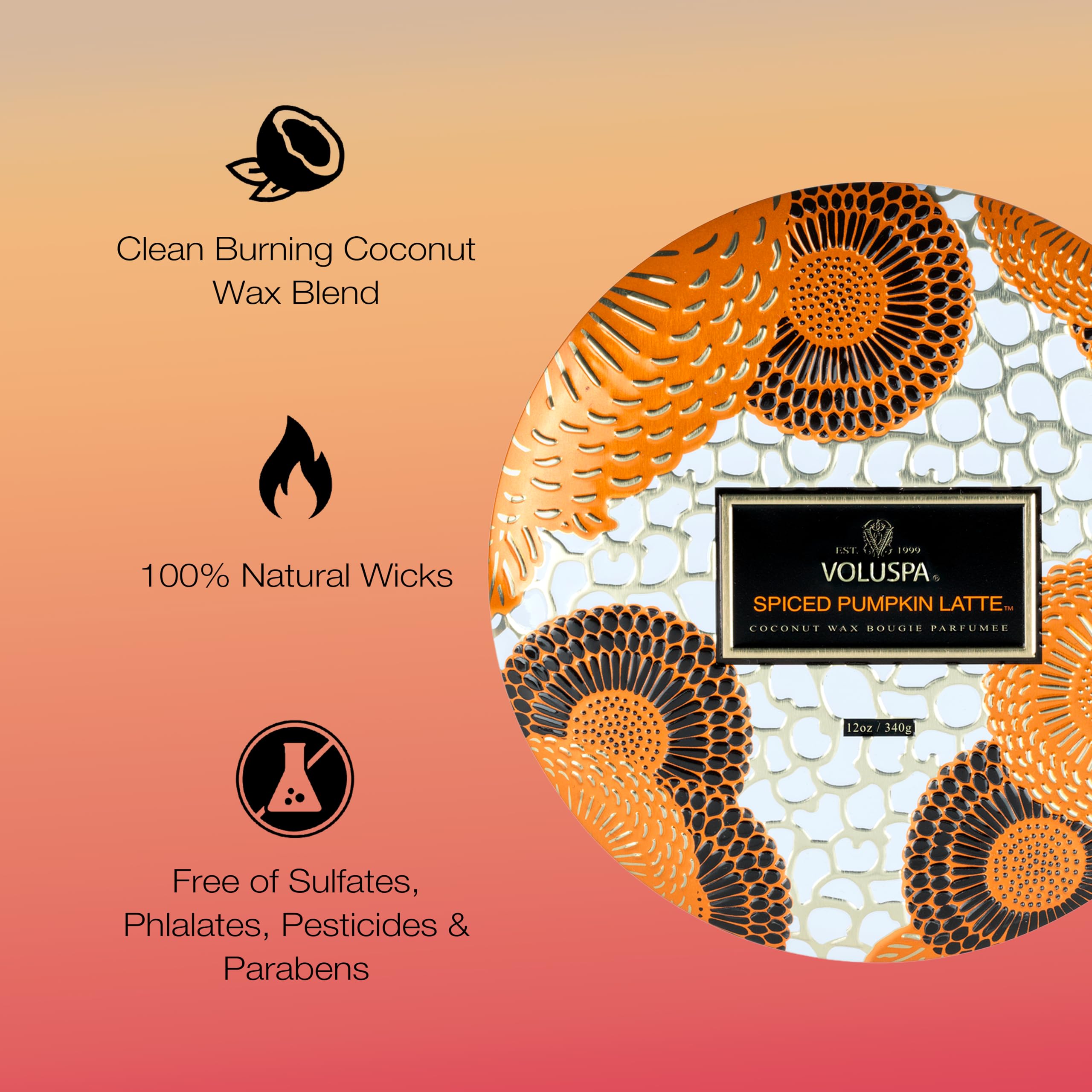 Amazon.com: Voluspa Spiced Pumpkin Latte, 3 Wick Tin Candle, 12